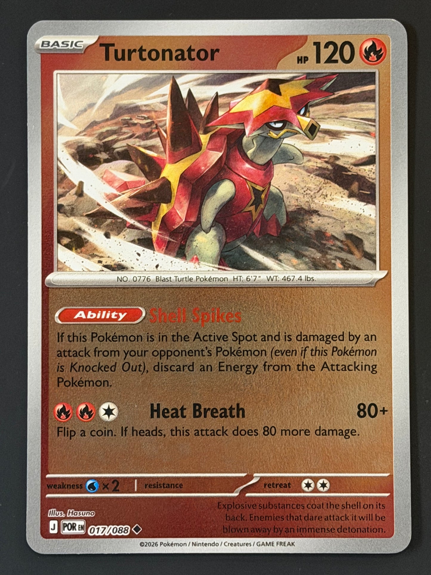 017/088 Turtonator - Pokémon Perfect Order Uncommon Reverse