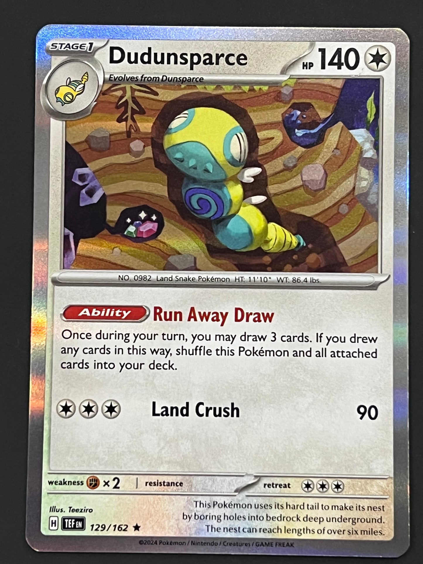 129/162 Dudunsparce - Pokémon Temporal Forces Rare Holo