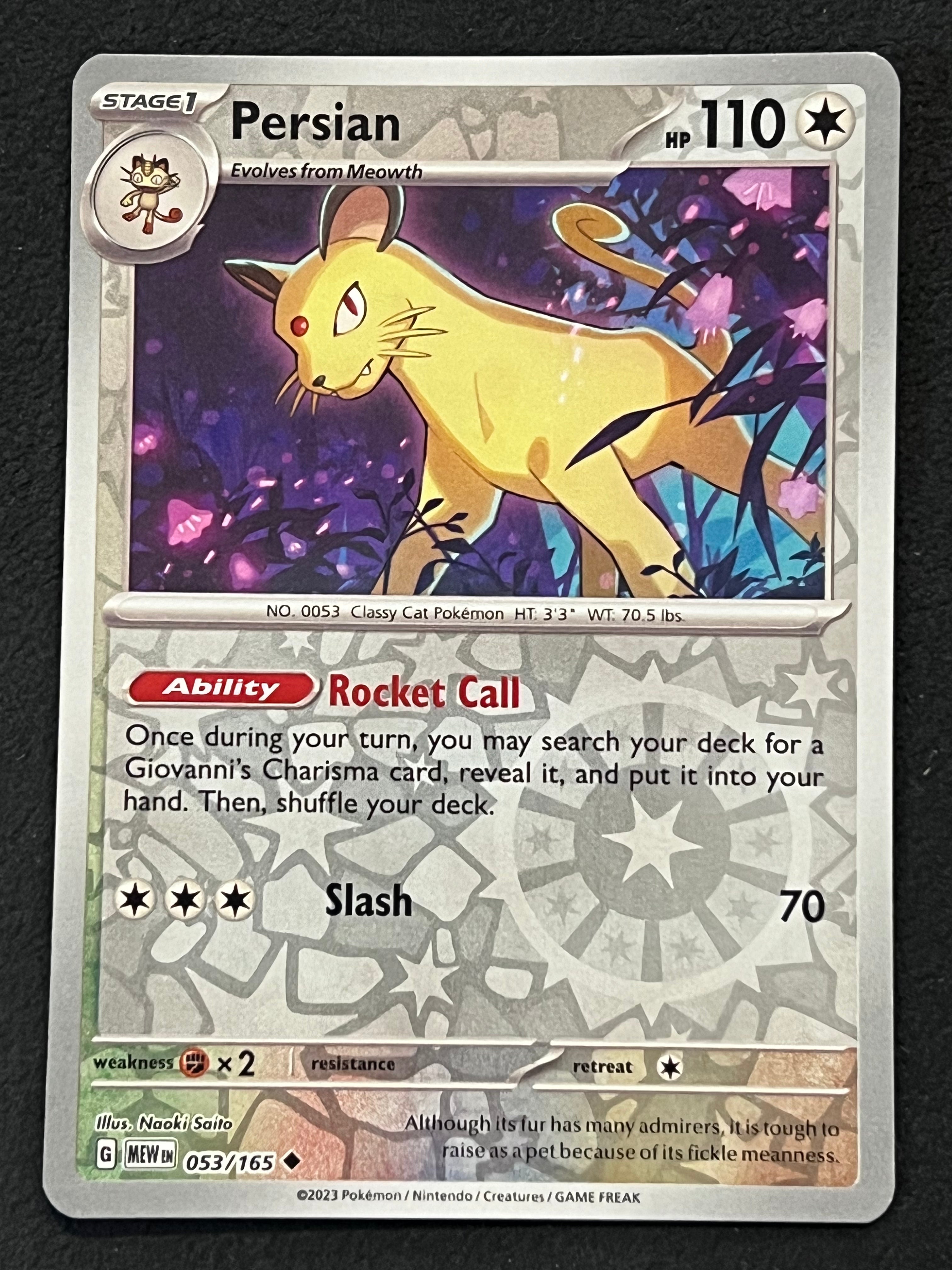 dark persian pokemon card value 053/165 Persian