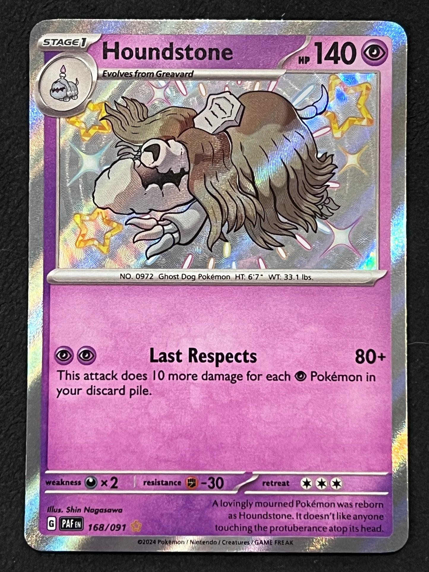 168/091 Houndstone - Pokémon Paldean Fates Shiny Rare