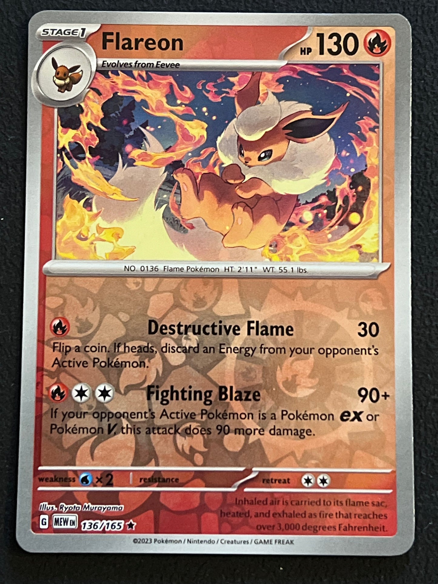 136/165 Flareon - Pokémon 151 Rare Reverse