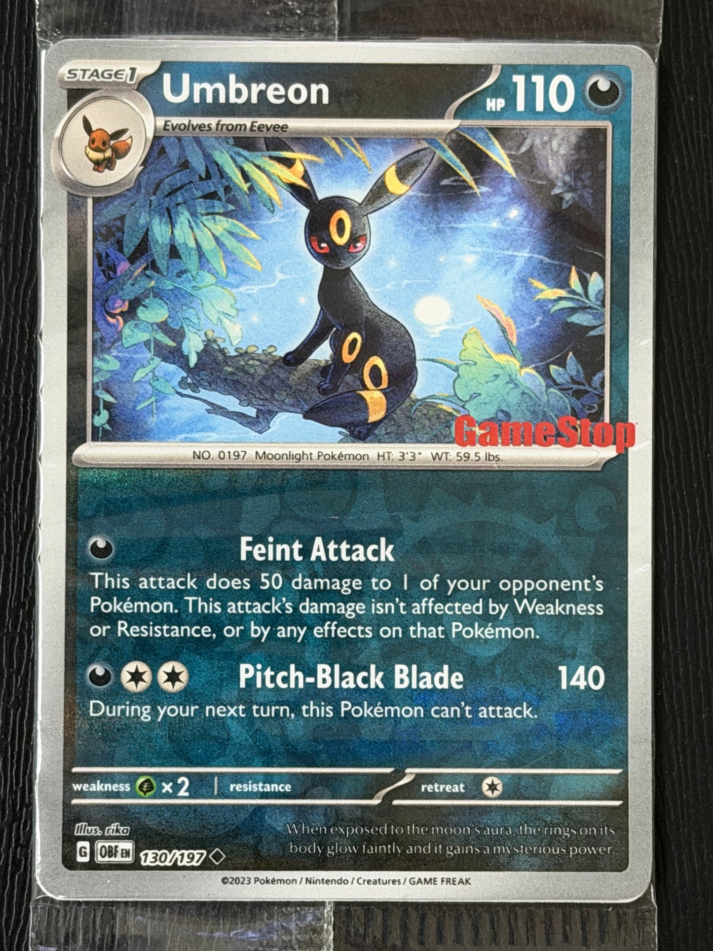 130/197 Umbreon (STAMPED) (SEALED) - Pokémon Obsidian Flames GameStop Promo
