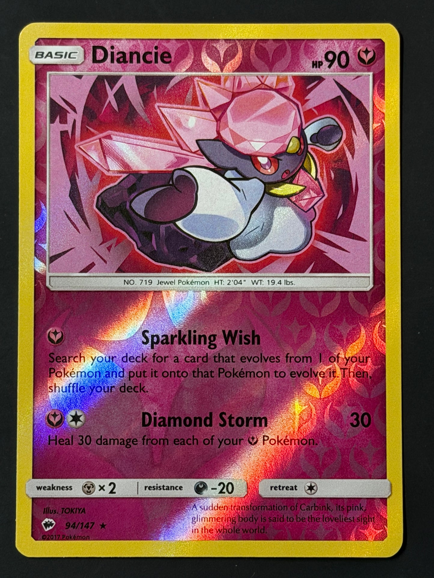 094/147 Diancie - Pokémon Burning Shadows Rare Reverse