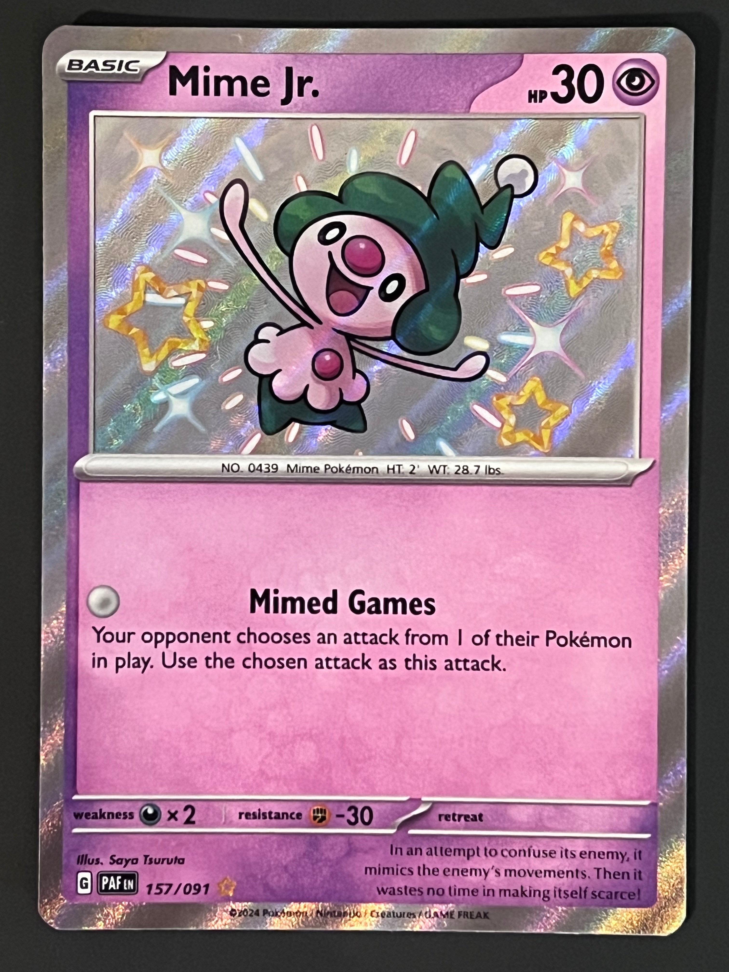 157/091 Mime Jr. - Pokmon Paldean Fates Shiny Rare Jarvvos 157/091 Mime Jr. - Pokmon Paldean Fates Shiny Rare Jarvvos