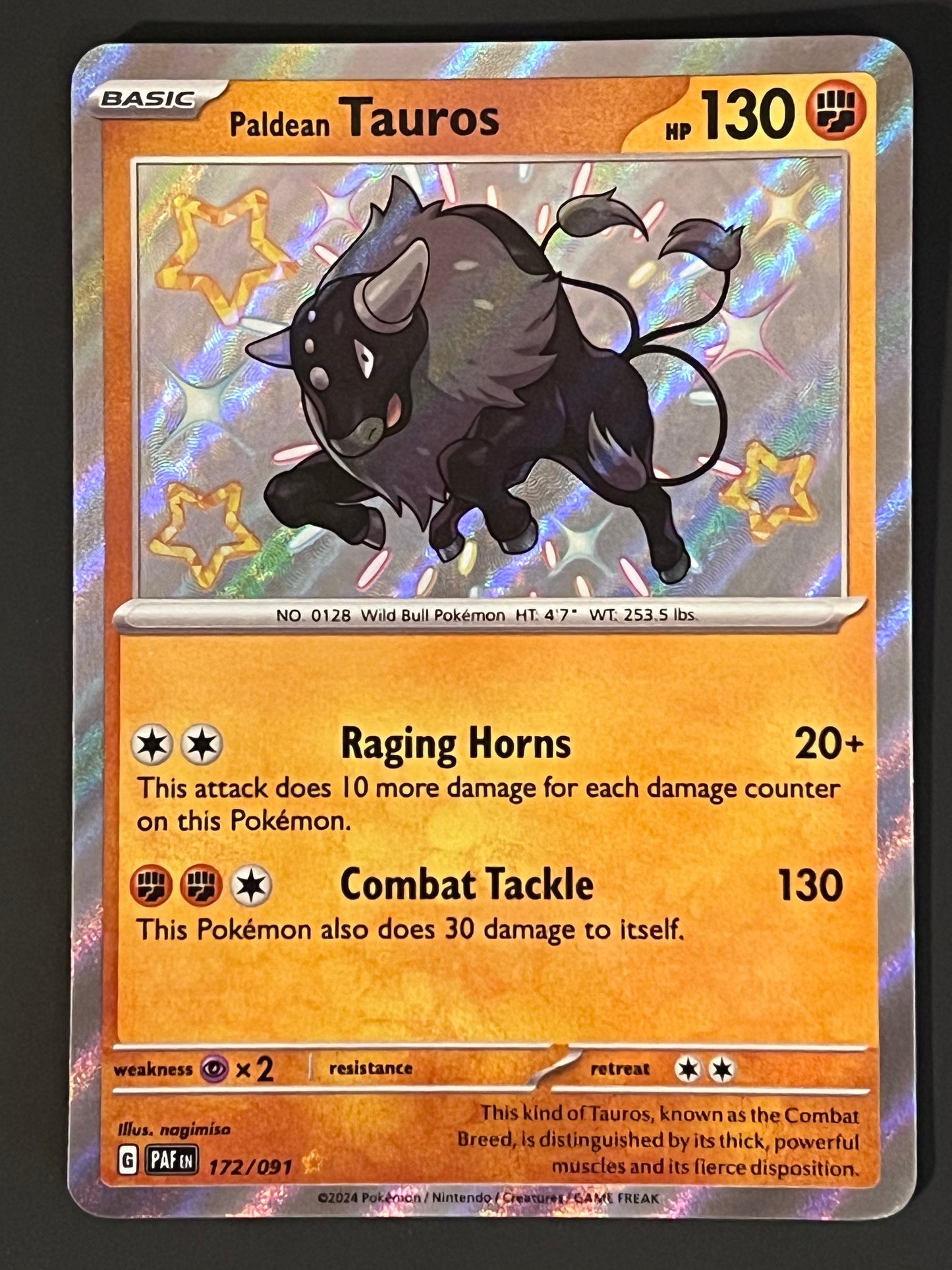 172/091 Paldean Tauros - Pokémon Paldean Fates Shiny Rare