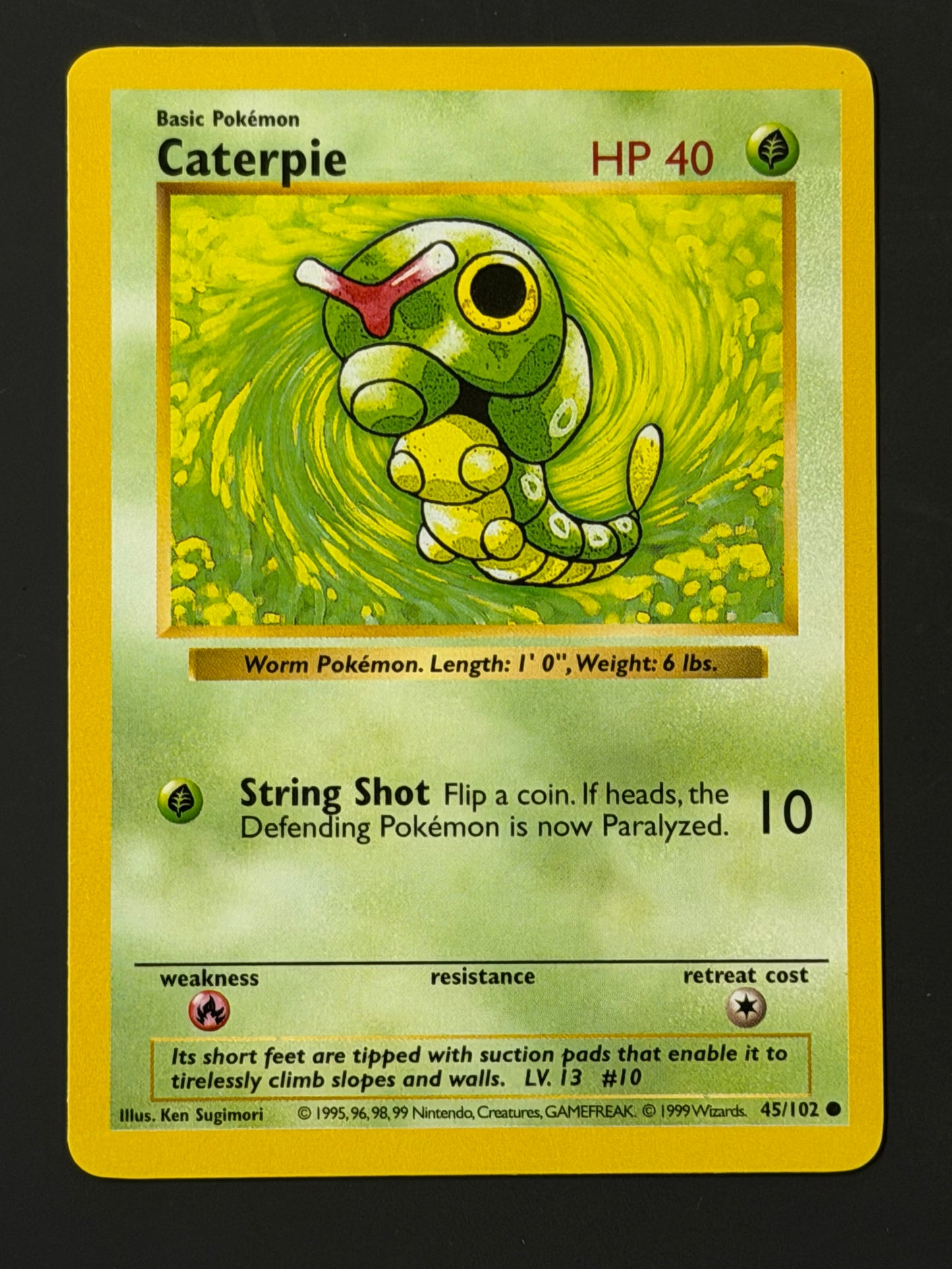 045/102 Caterpie - Pokémon Shadowless Base Common