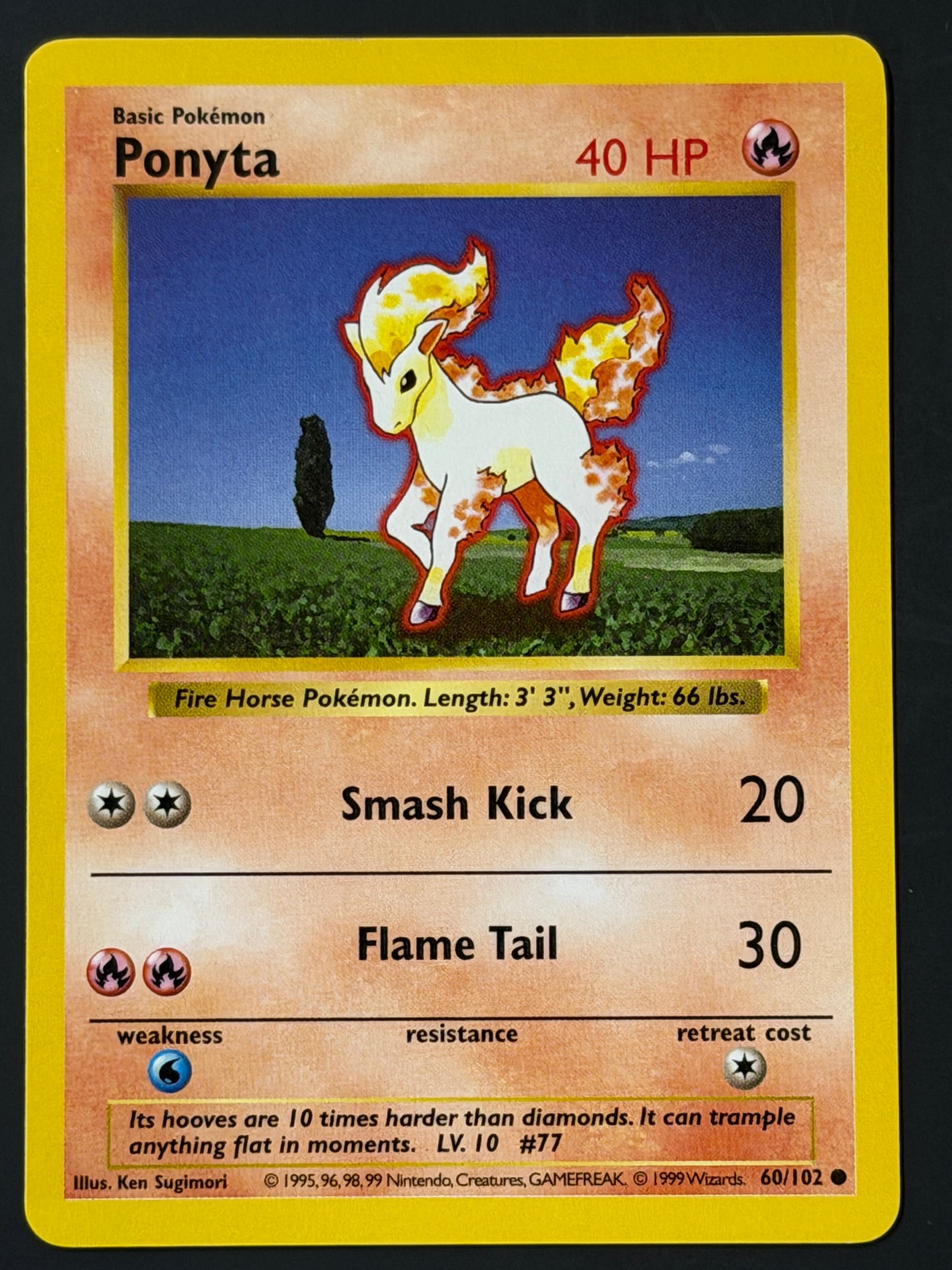 060/102 Ponyta - Pokémon Shadowless Base Common