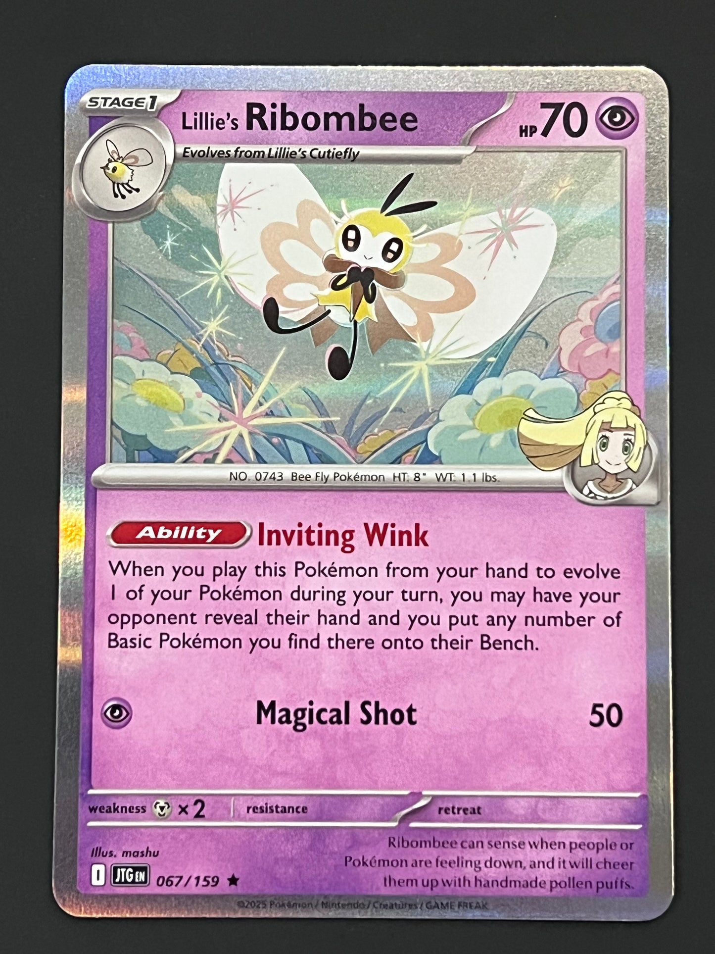 067/159 Lillie’s Ribombee - Pokémon Journey Together Rare Holo