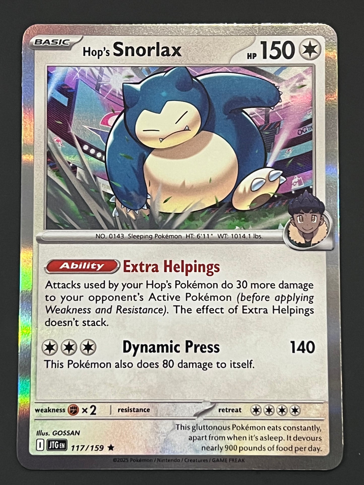 117/159 Hop’s Snorlax - Pokémon Journey Together Rare Holo