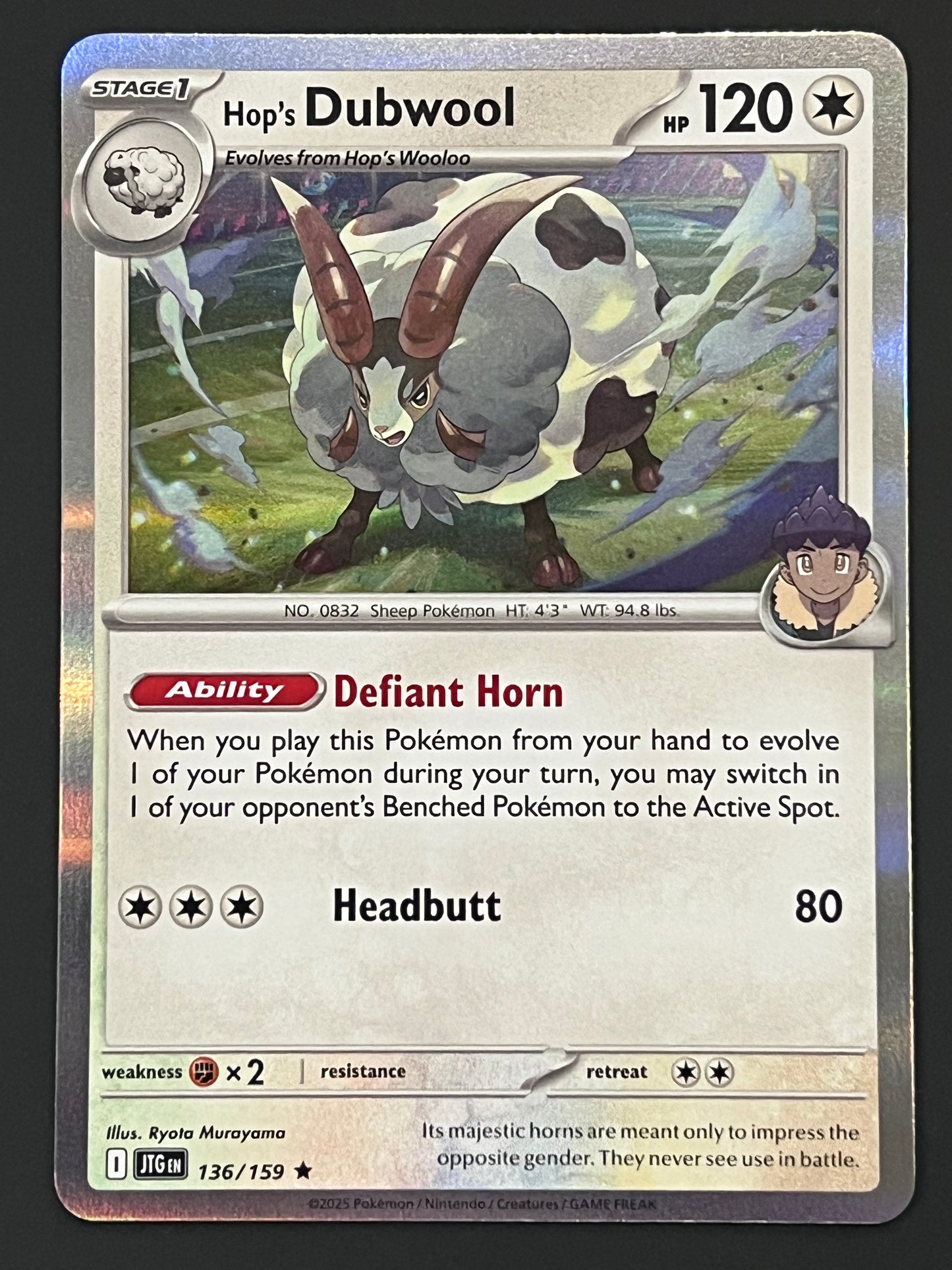 136/159 Hop’s Dubwool - Pokémon Journey Together Rare Holo