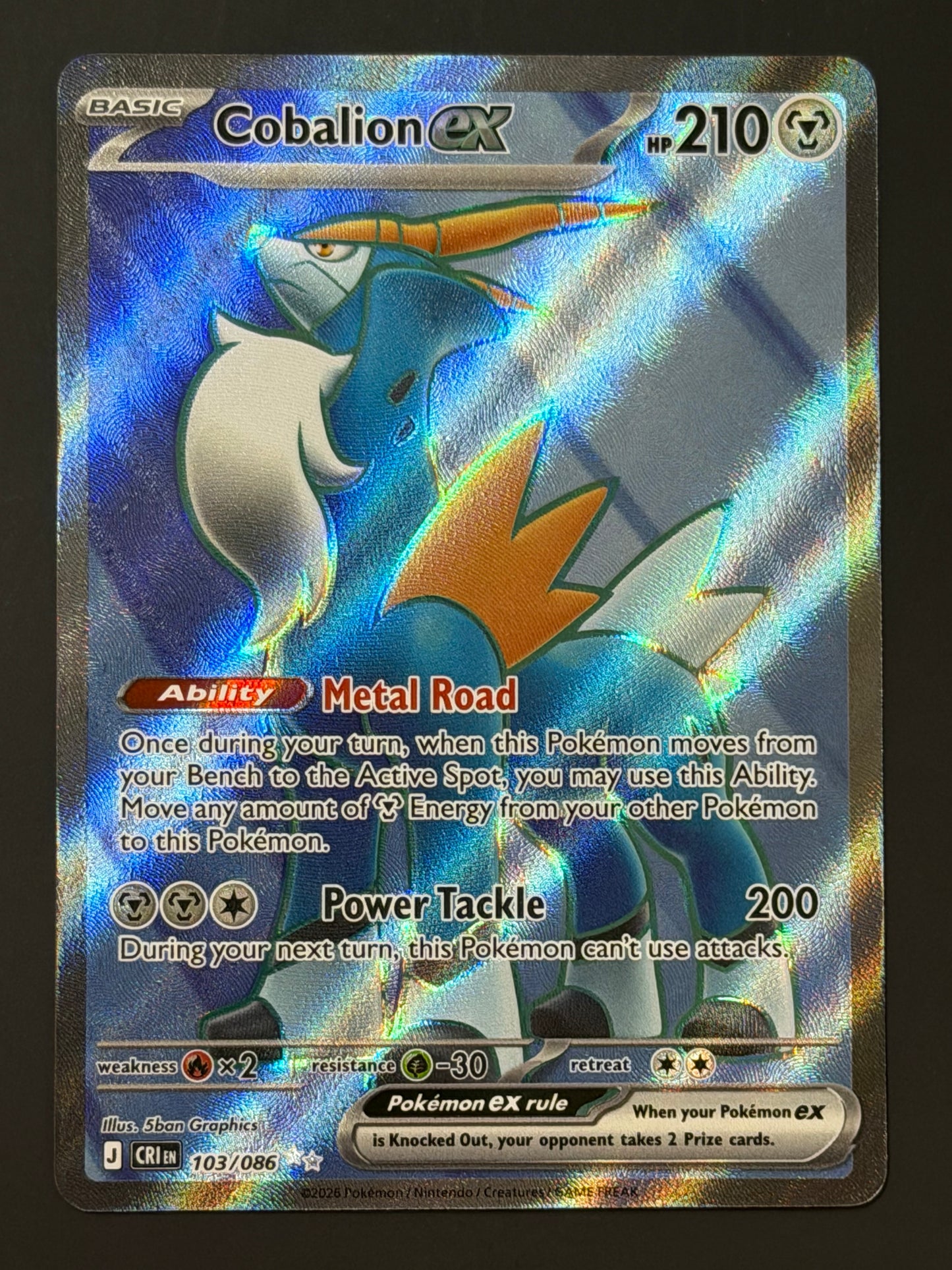 103/086 Cobalion ex - Pokémon Chaos Rising Ultra Rare