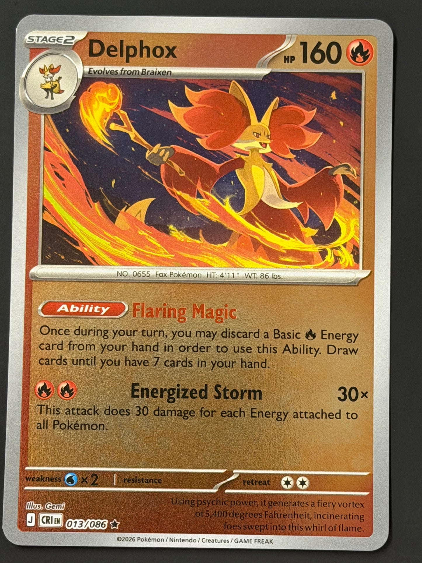 013/086 Delphox - Pokémon Chaos Rising Rare Reverse