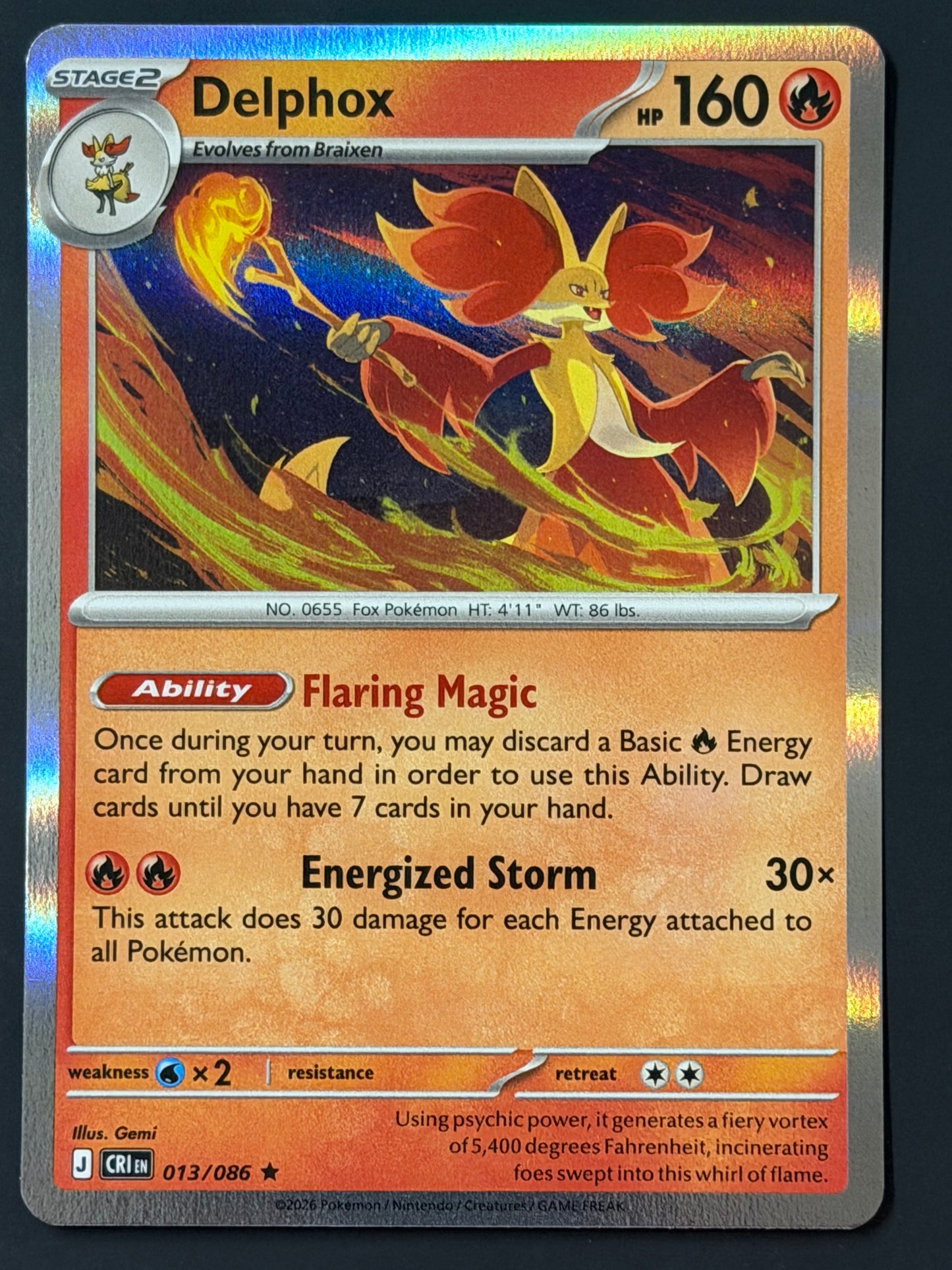 013/086 Delphox - Pokémon Chaos Rising Rare Holo