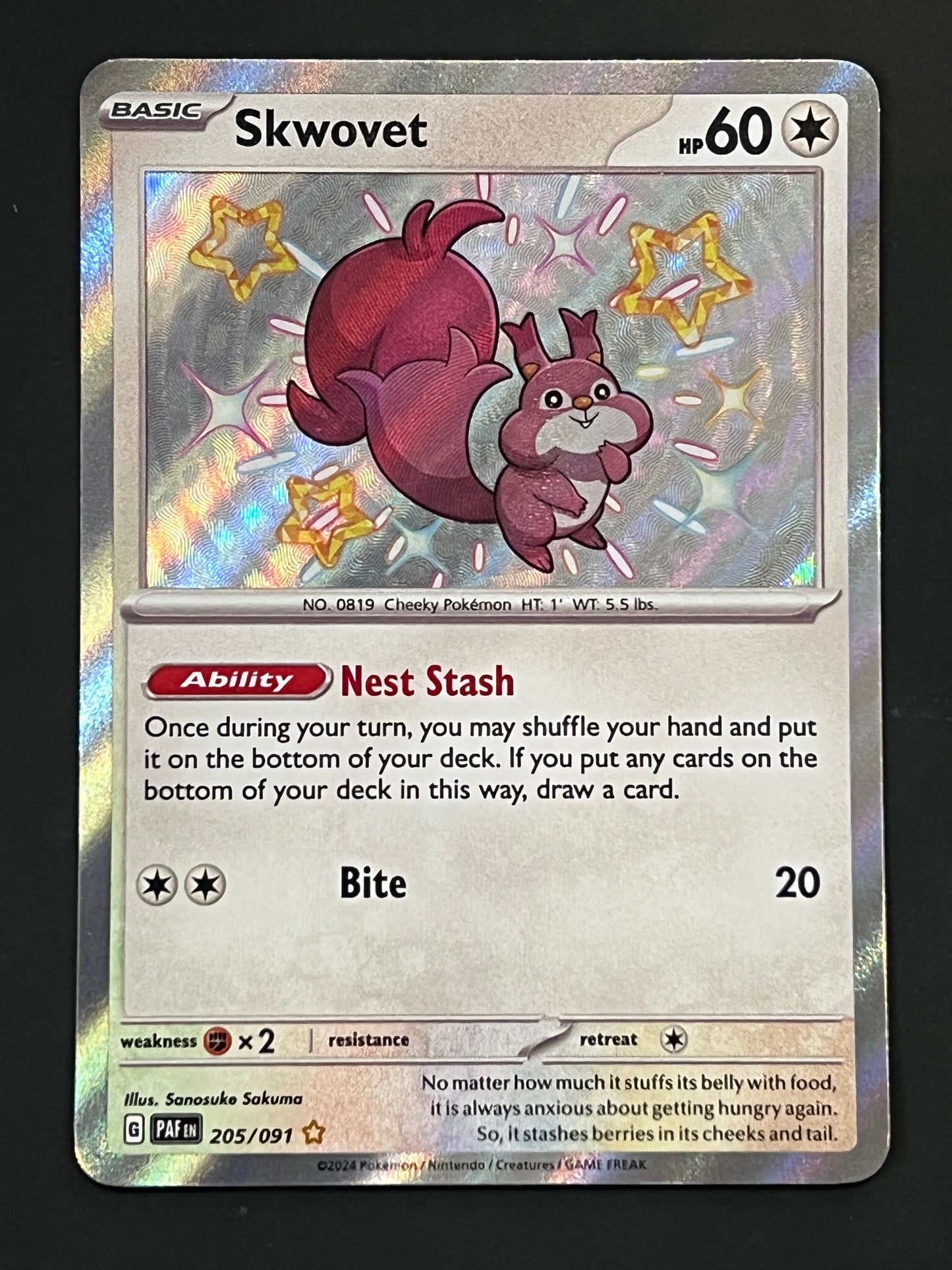 205/091 Skwovet - Pokémon Paldean Fates Shiny Rare