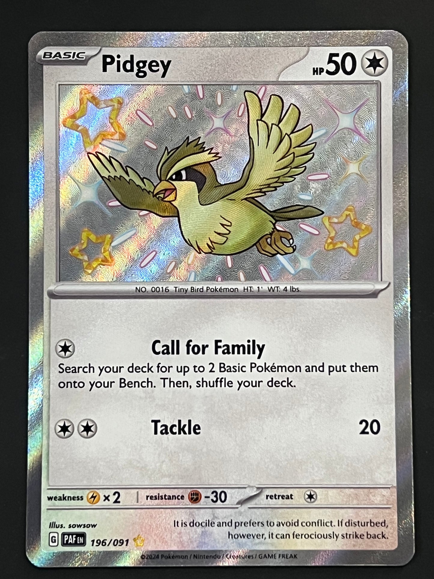 196/091 Pidgey - Pokémon Paldean Fates Shiny Rare