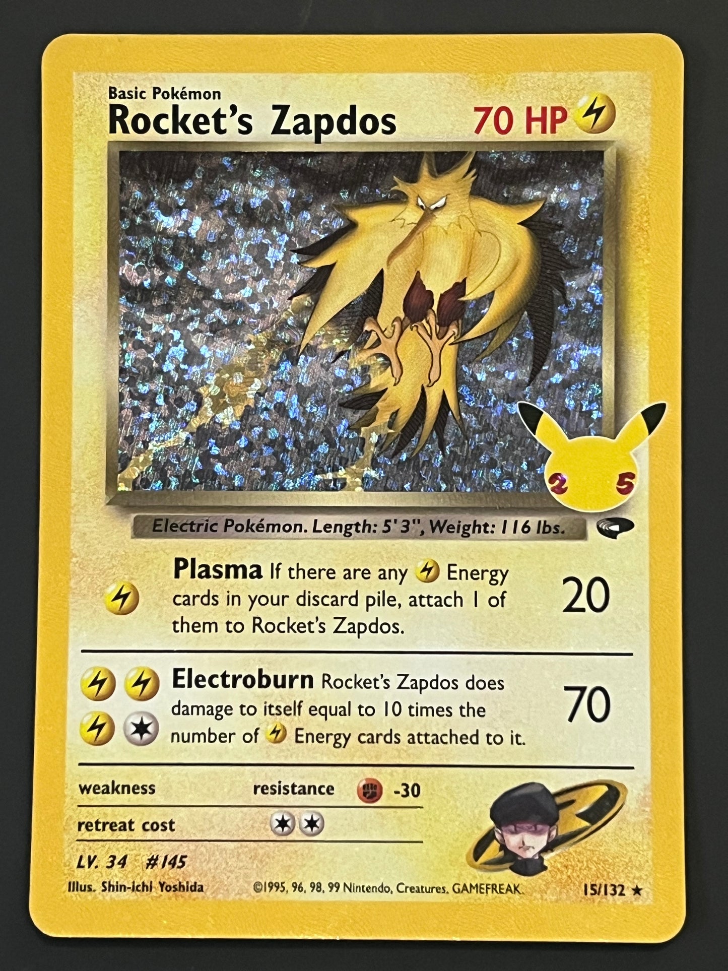 15/132 Rocket’s Zapdos - Celebrations Classic Collection
