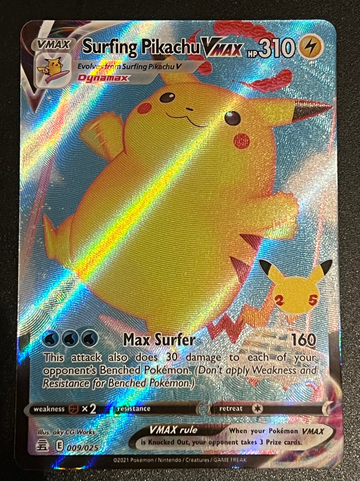 009/025 Surfing Pikachu VMax - Celebrations Ultra Rare