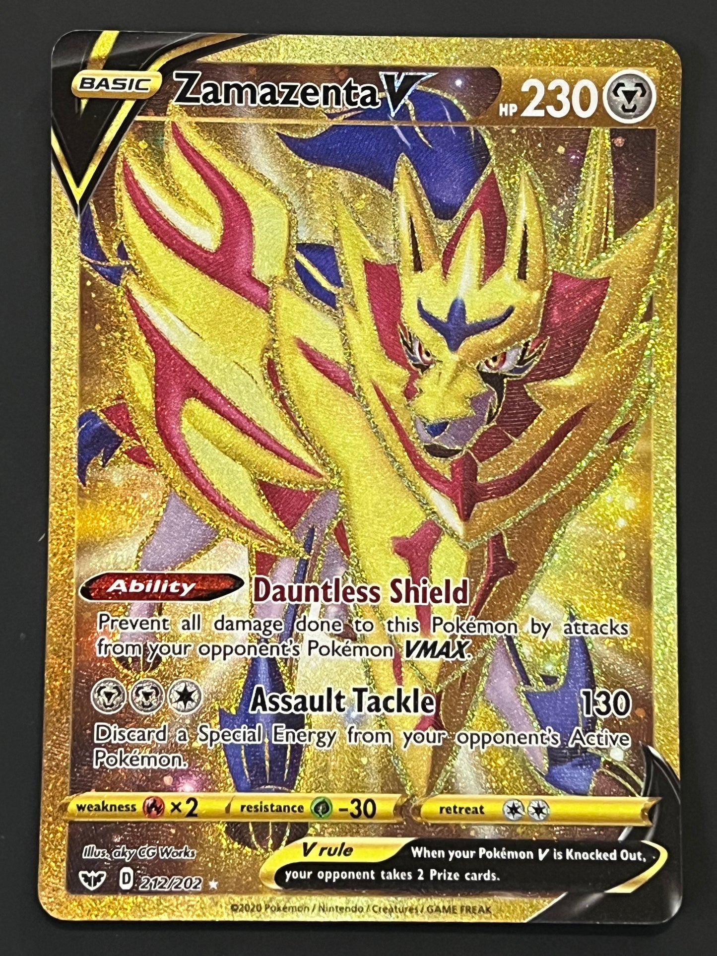 212/202 Zamazenta V - Sword/Shield Base Gold Secret Rare