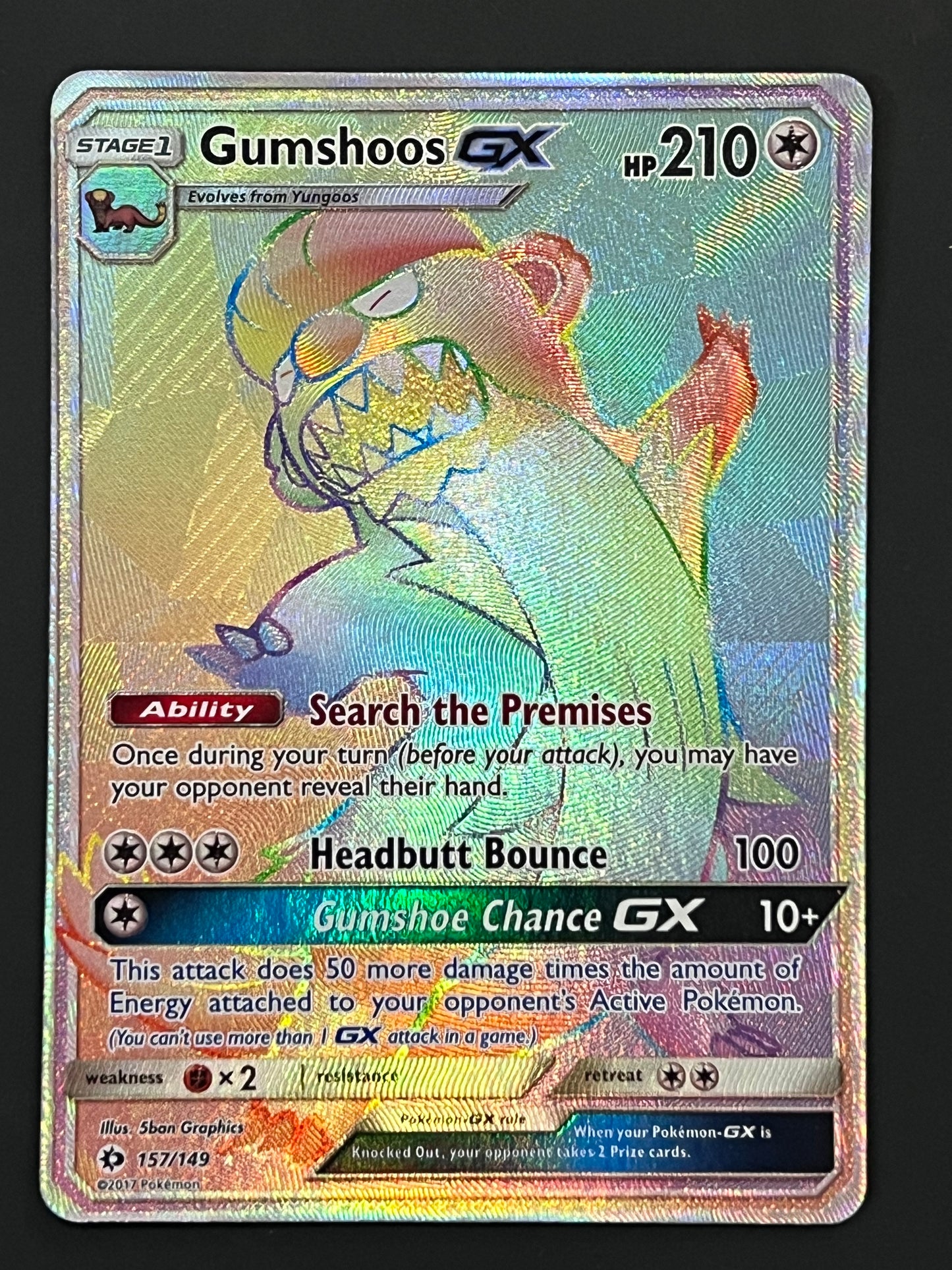 157/149 Gunshoos Gx - Pokémon Sun/Moon Base Rainbow Secret Rare
