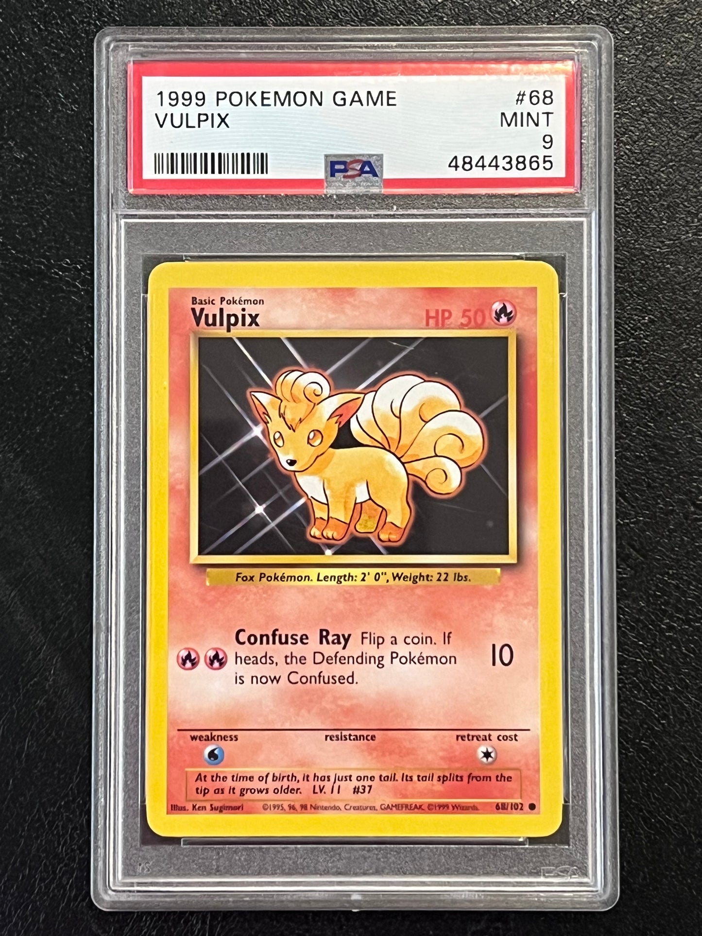 PSA Vulpix - 68/102 Base Set Unlimited Common MINT Grade 9