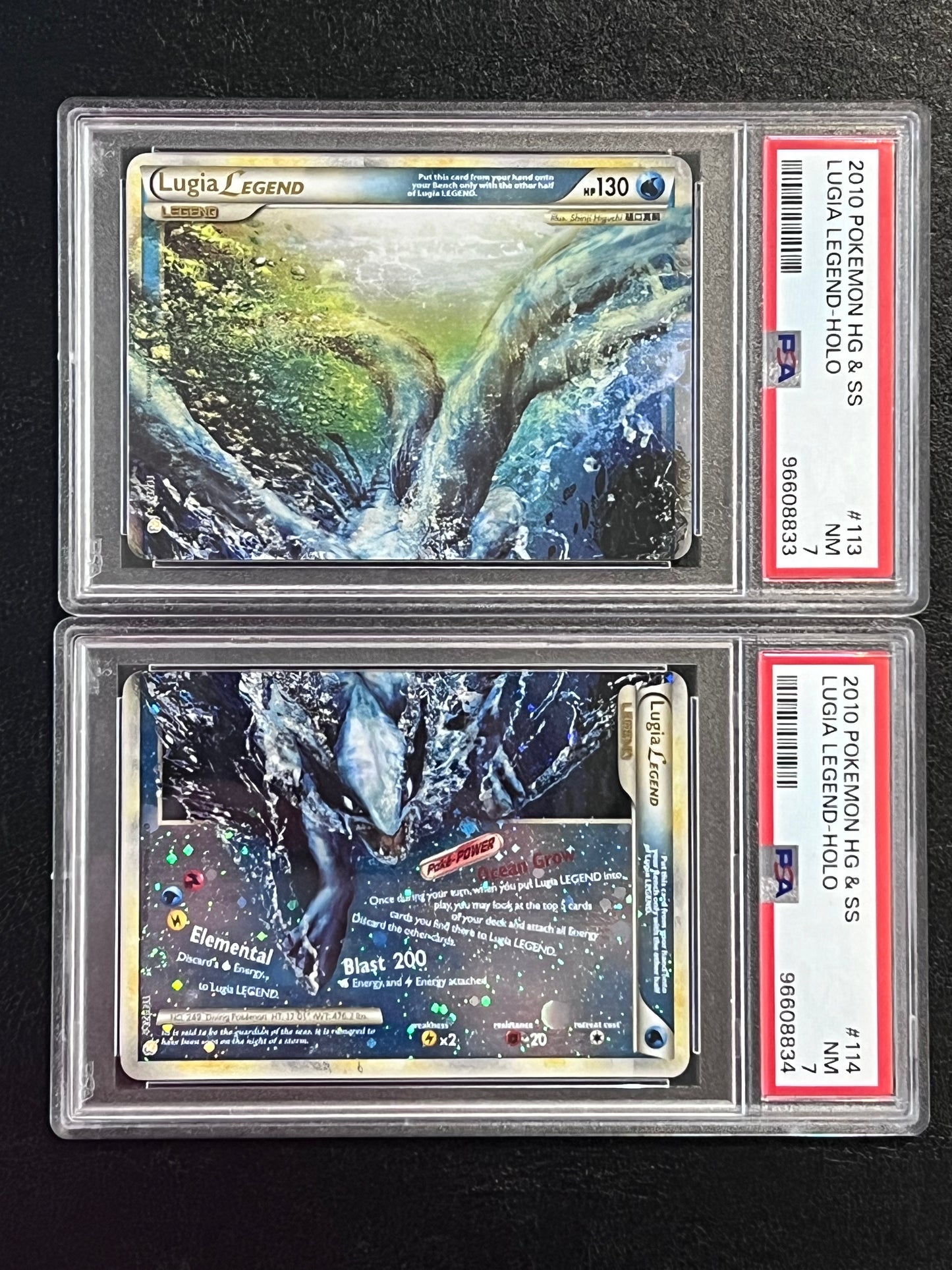 PSA Lugia Legend - 113/123 & 114/123 Heart Gold/Soul Silver Holos Sequential NEARMINT Grade 7 slabs x 2
