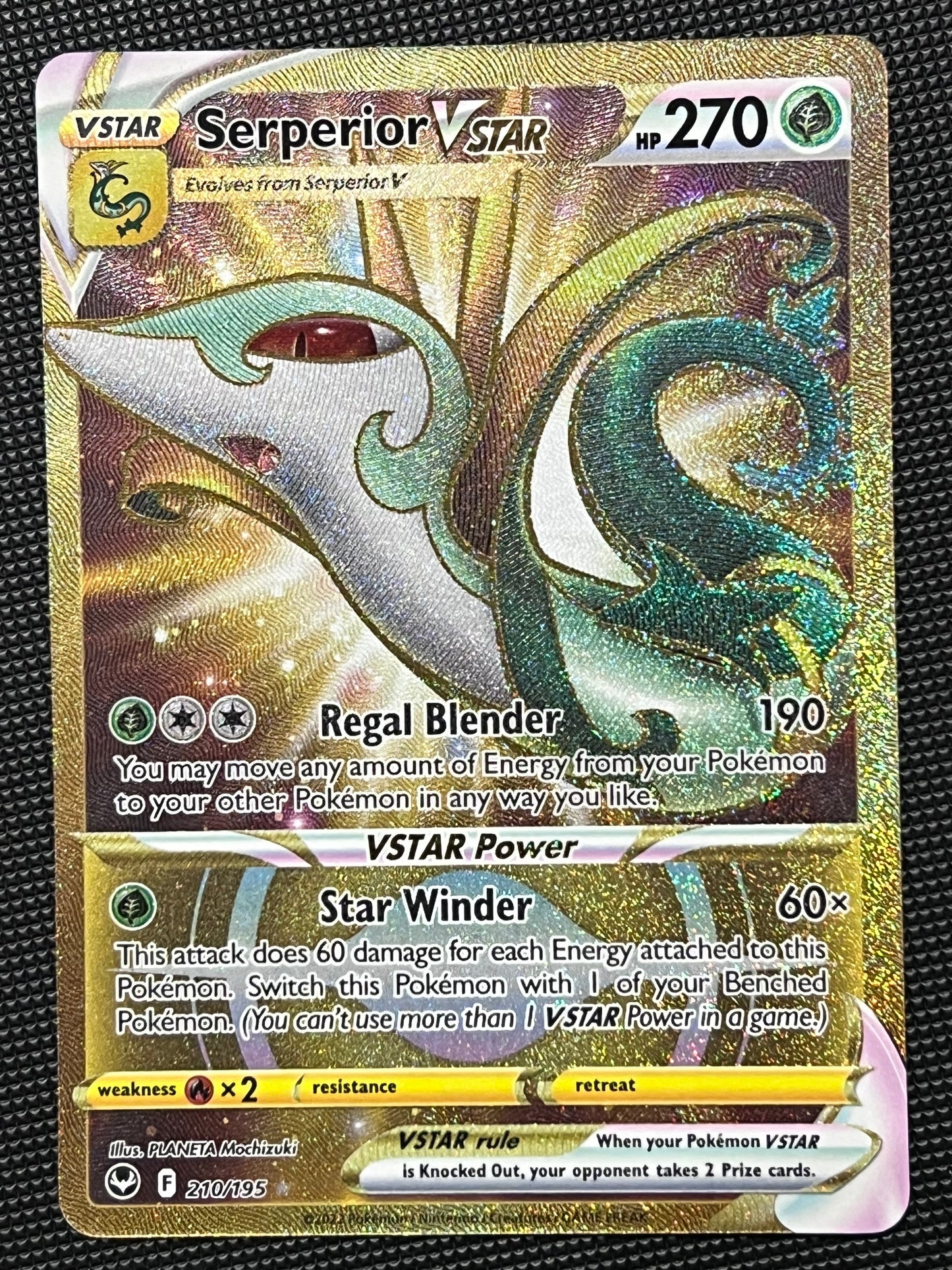 210/195 Serperior VStar - Pokémon Silver Tempest Gold Secret Rare