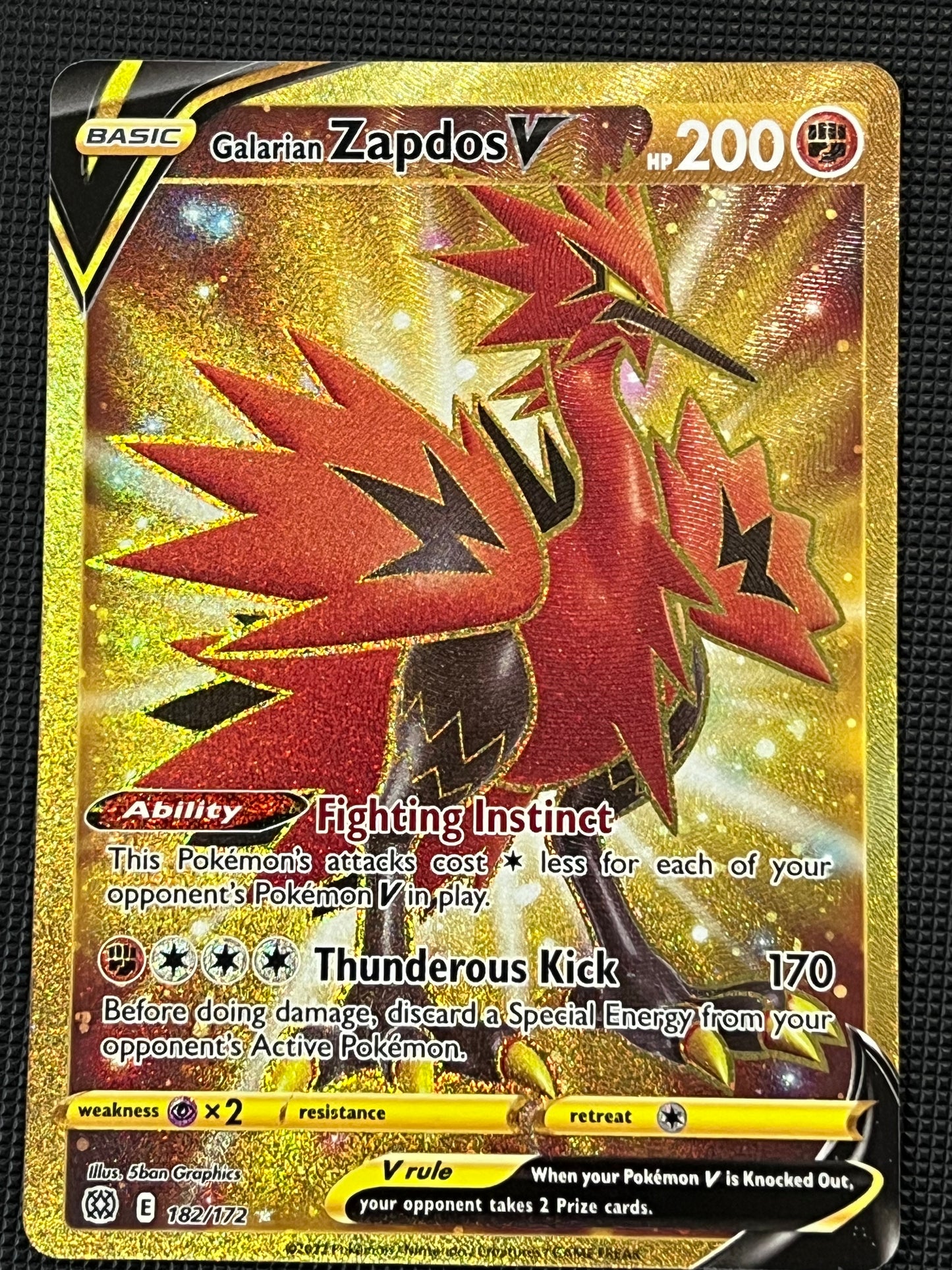 182/172 Galarian Zapdos V - Brilliant Stars Gold Secret Rare