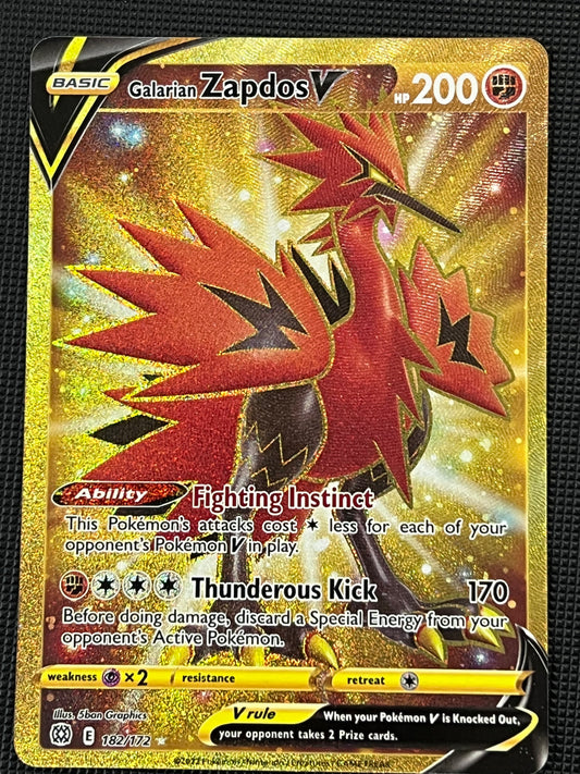 182/172 Galarian Zapdos V - Brilliant Stars Gold Secret Rare