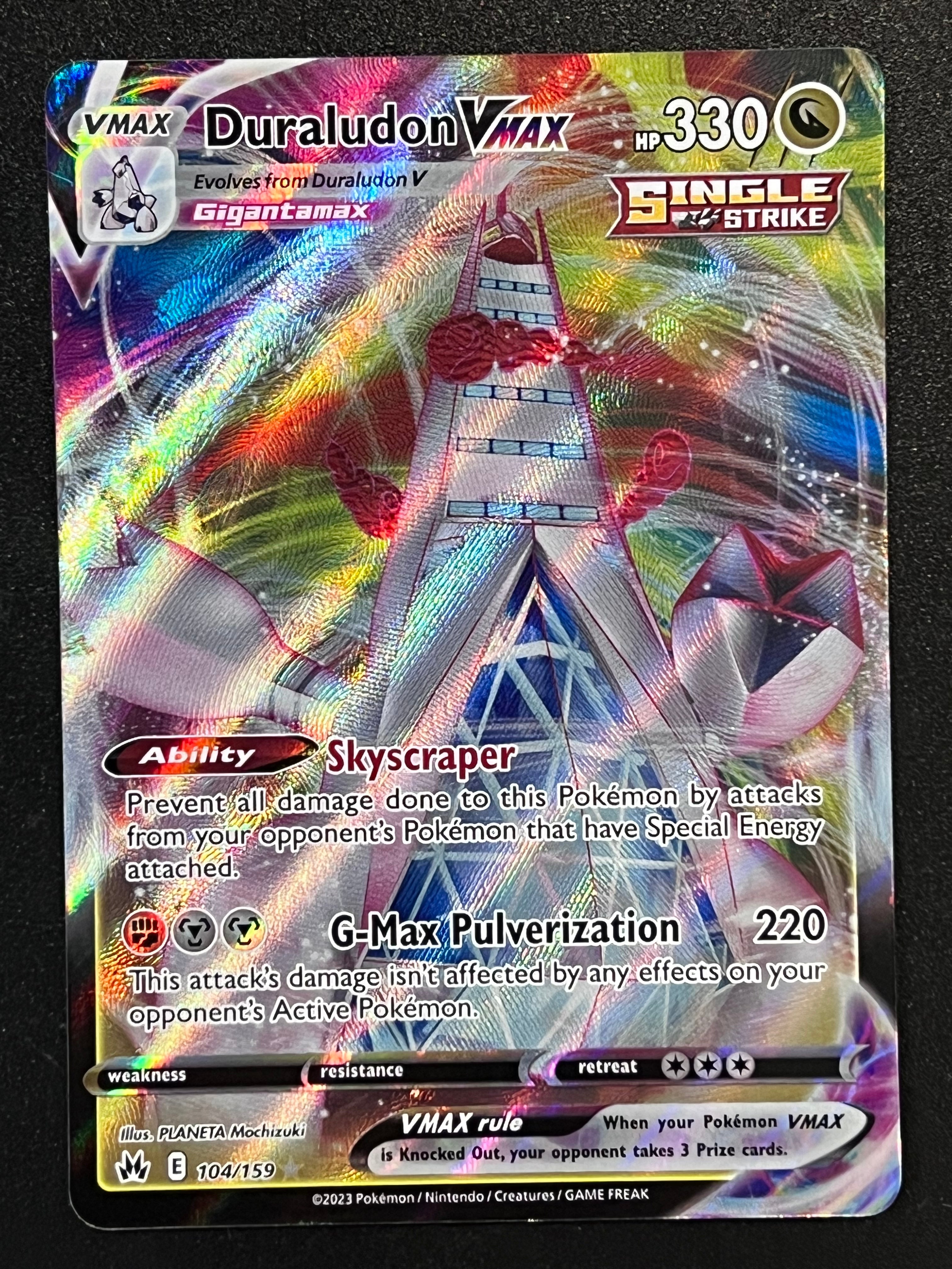 duraludon vmax pokemon card price Dragon Ability Skyscraper Prevent all damage done to this Pokmon by attacks from your opponents Pokmon that have Special Energy attached 104/159 Duraludon VMax - Pokmon
