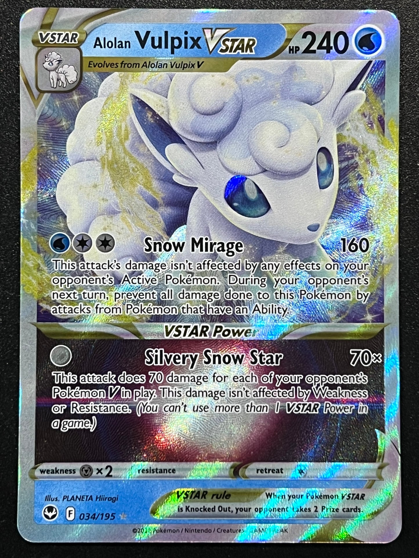 034/195 Alolan Vulpix VStar - Pokémon Silver Tempest Ultra Rare