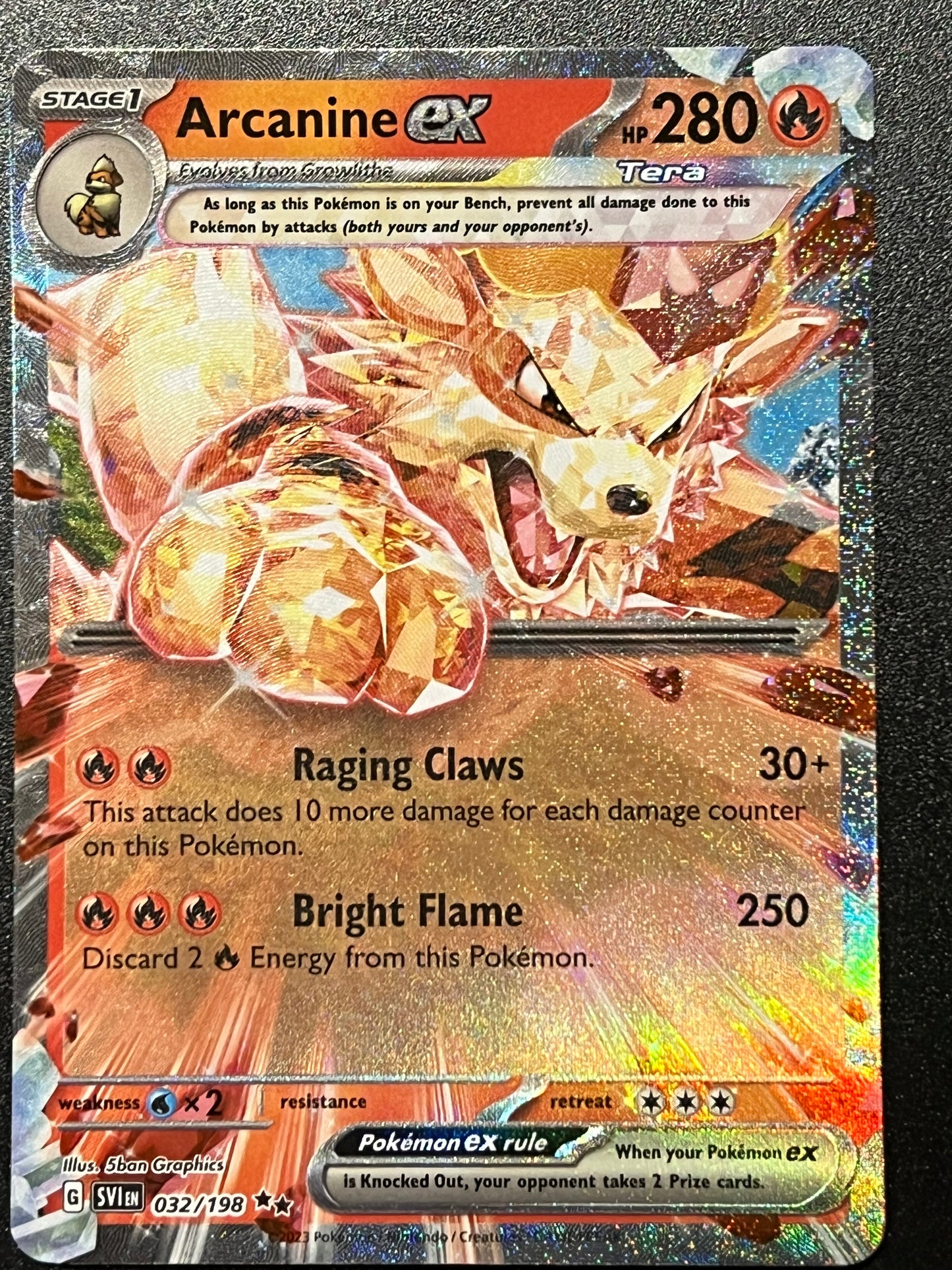032/198 Arcanine Ex - Pokémon Scarlet/Violet Base Double Rare