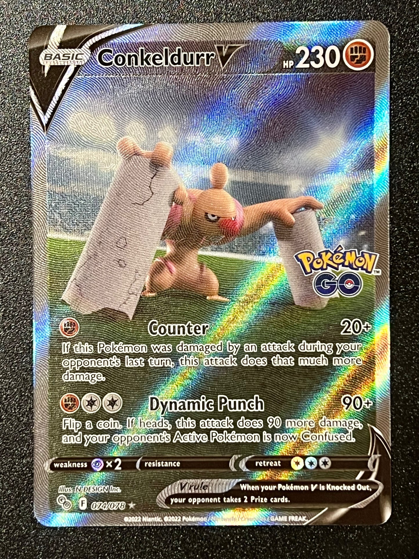 Conkeldurr V - 074/078 Pokémon Go Ultra Rare Alt Art Holo V