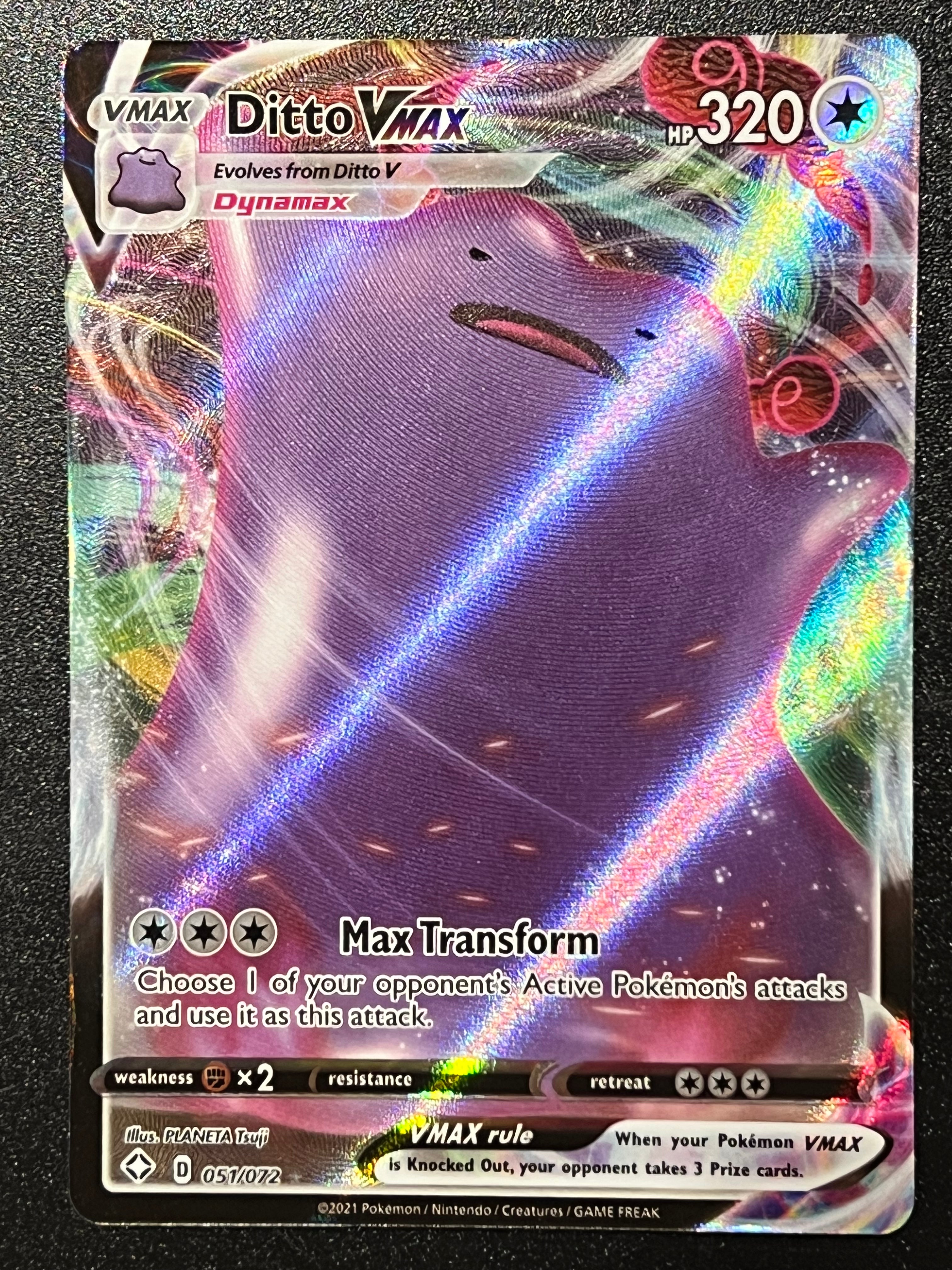 shiny ditto vmax pokemon card 051/072 Ditto VMax