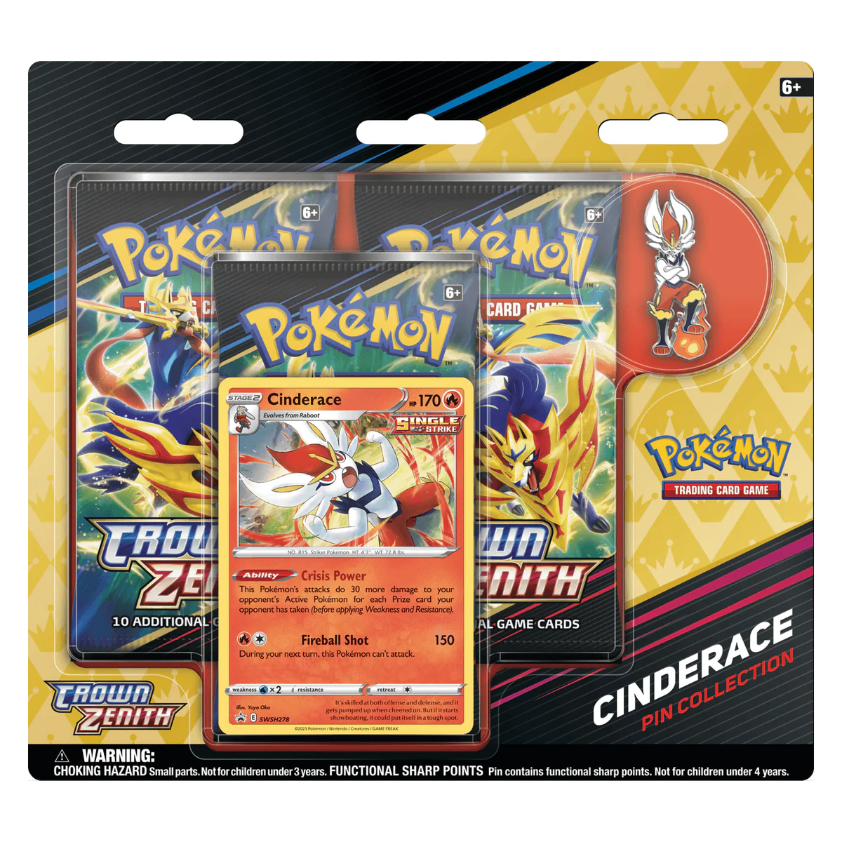 Pokémon TCG: SwSh12.5 - Crown Zenith 3 Booster Blister (Cinderace)