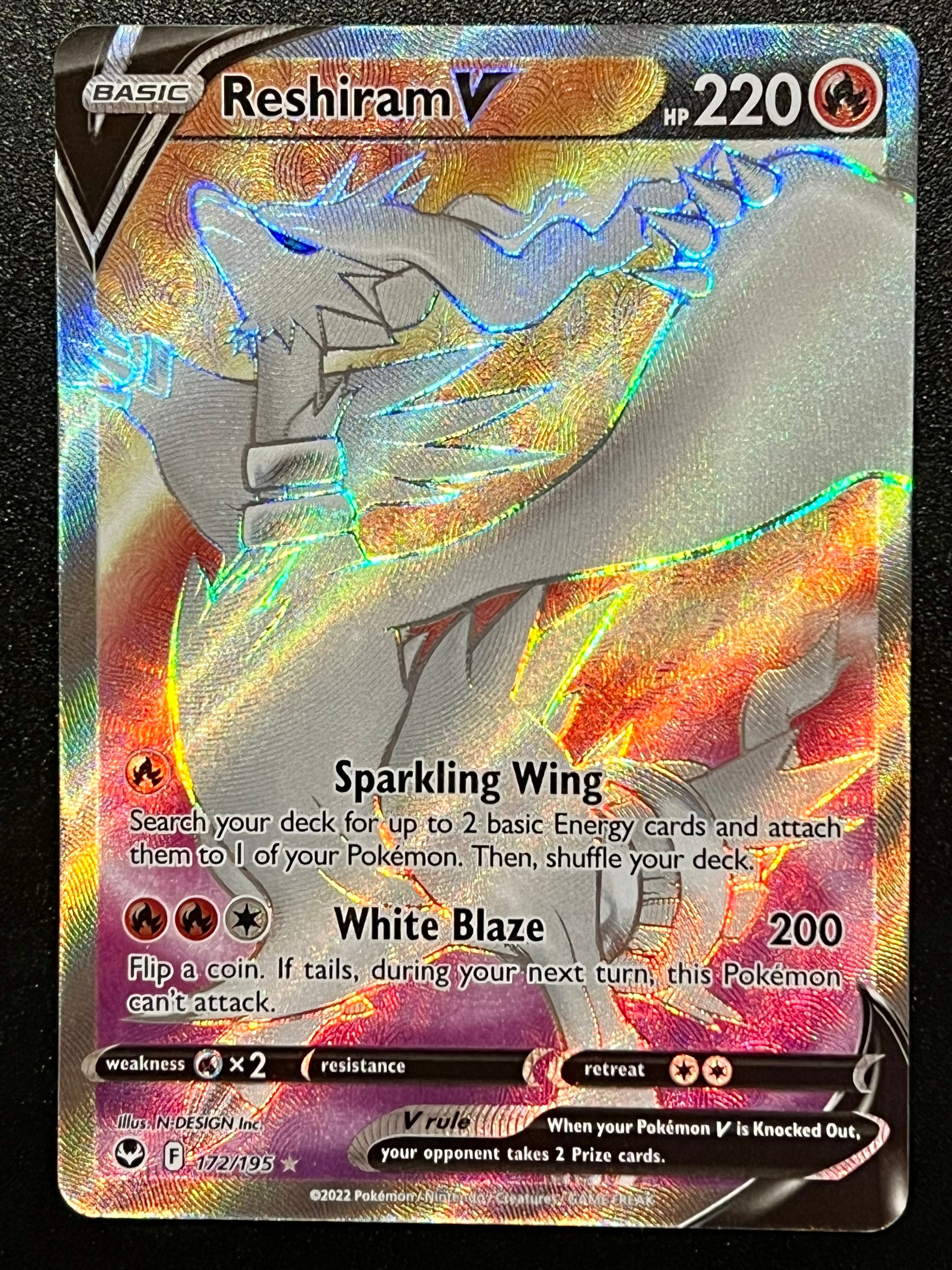 Pokémon Reshiram V Ultra Rare Silver Tempest 24/195 Pack Fresh NM-M