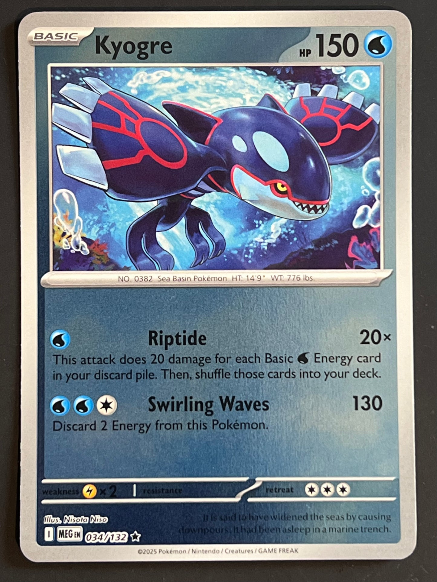 034/132 Kyogre - Pokémon Mega Evolution Base Rare Reverse