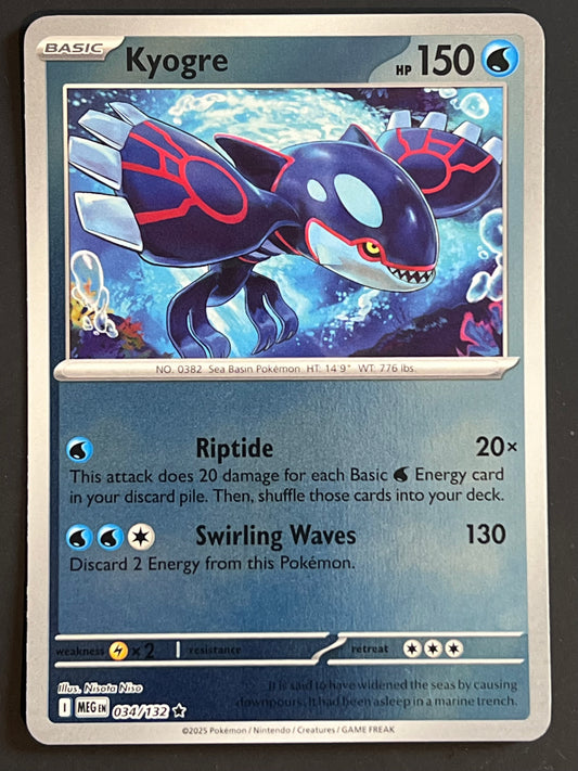 034/132 Kyogre - Pokémon Mega Evolution Base Rare Reverse