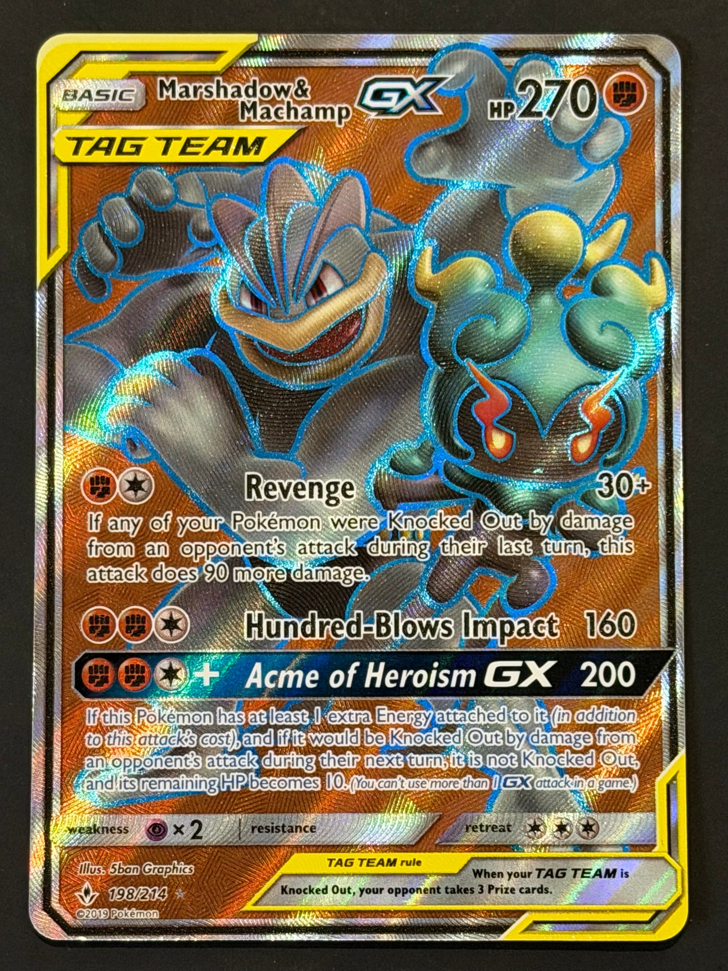 198/214 Marshadow & Machamp Gx - Pokémon Unbroken Bonds Tag Team Full Art