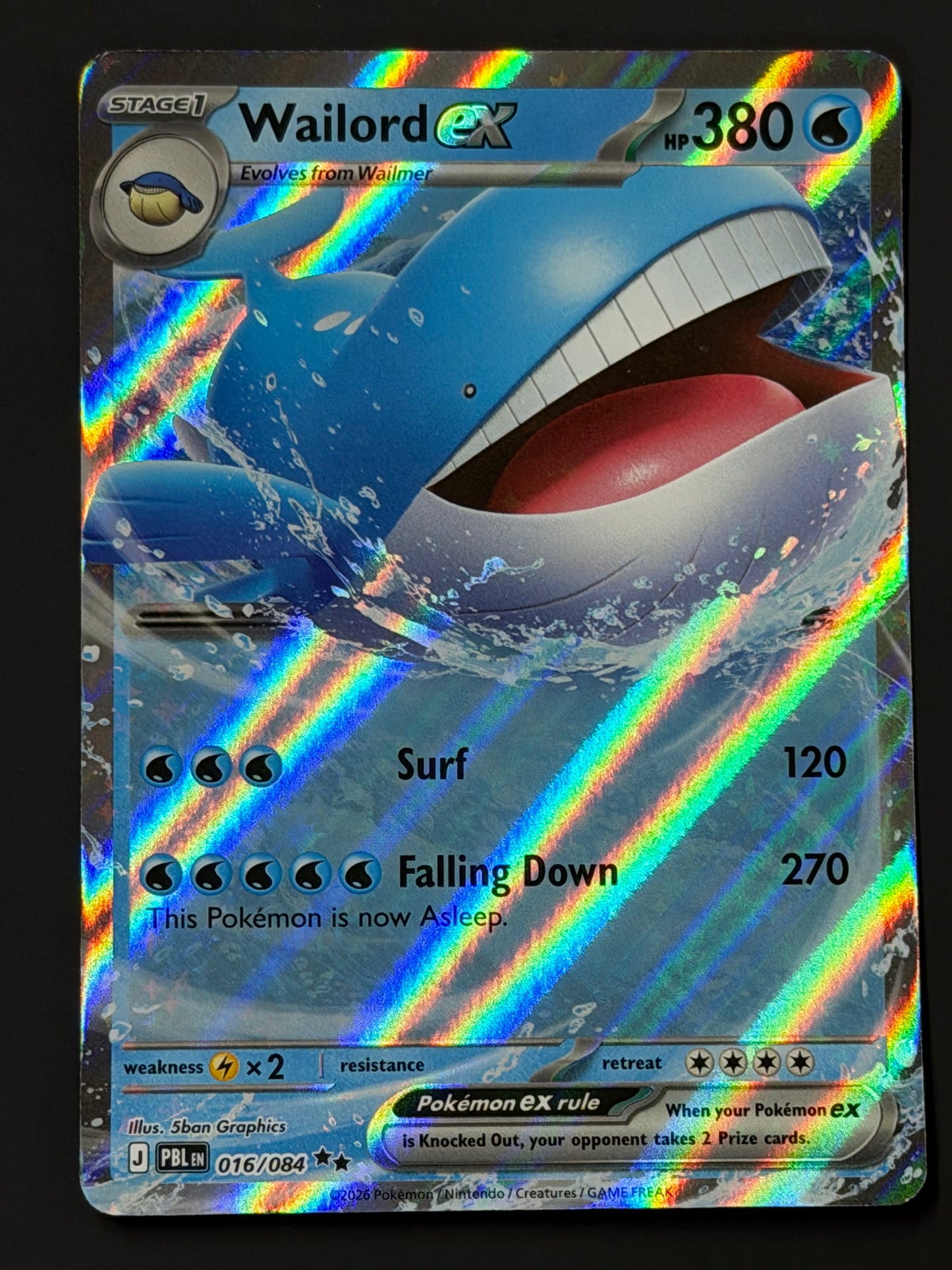 016/084 Wailord ex - Pokémon Pitch Black Double Rare
