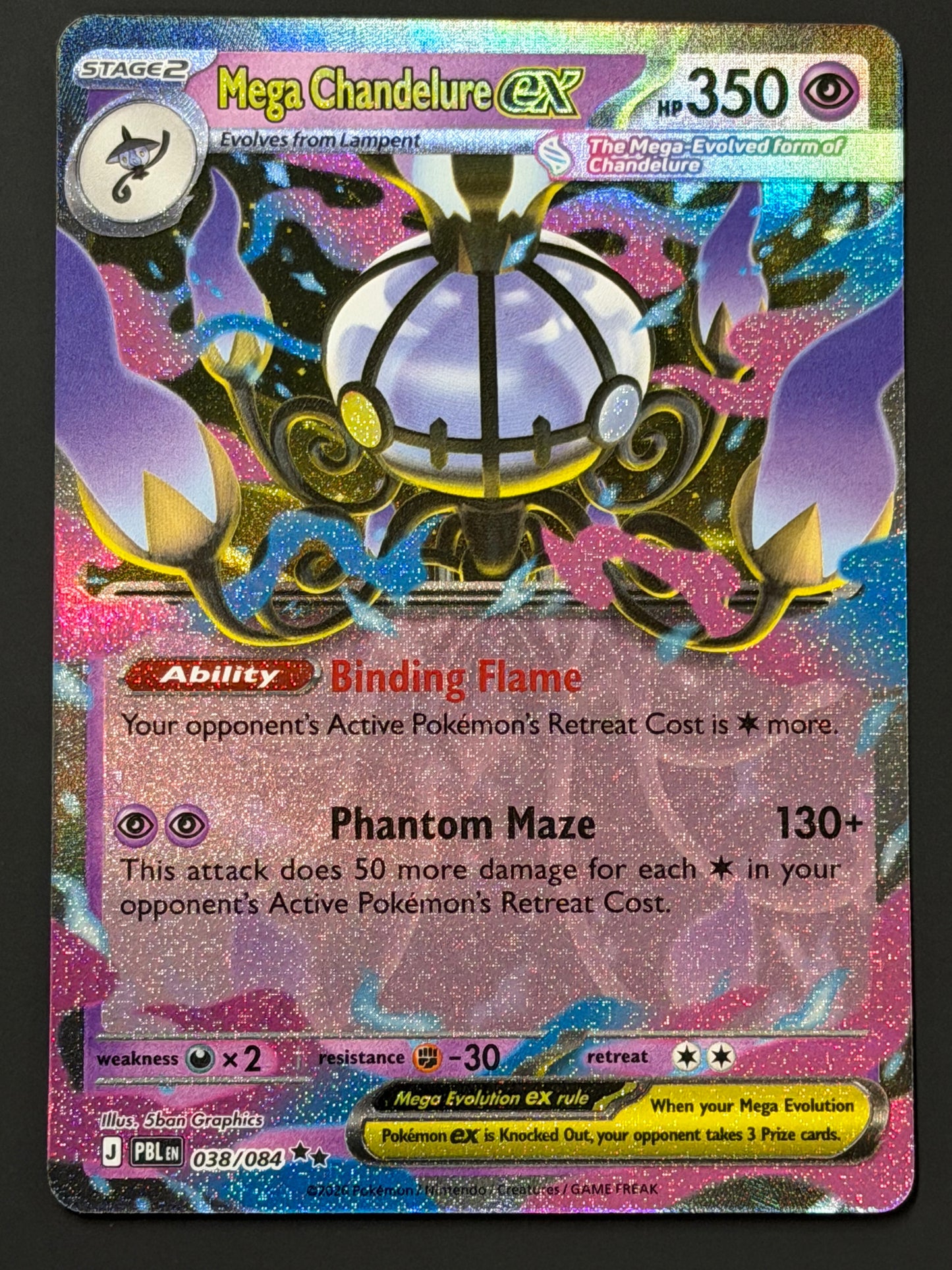 038/084 Mega Chandelure ex - Pokémon Pitch Black Double Rare