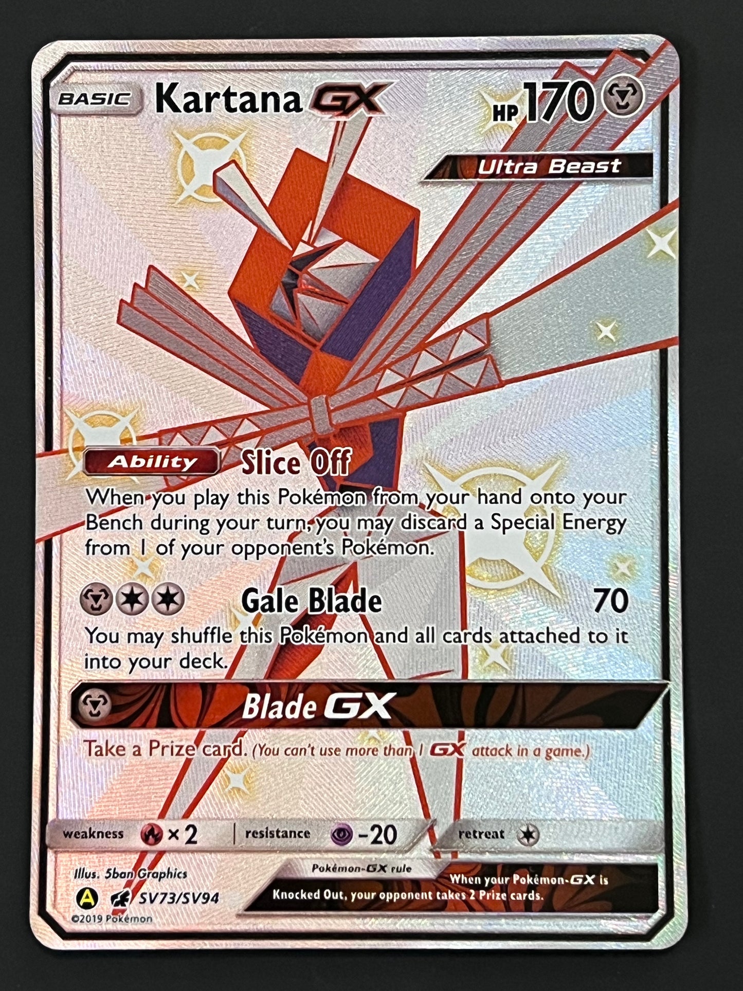 SV73/SV94 Kartana Gx - Pokémon Hidden Fates Shiny Rare
