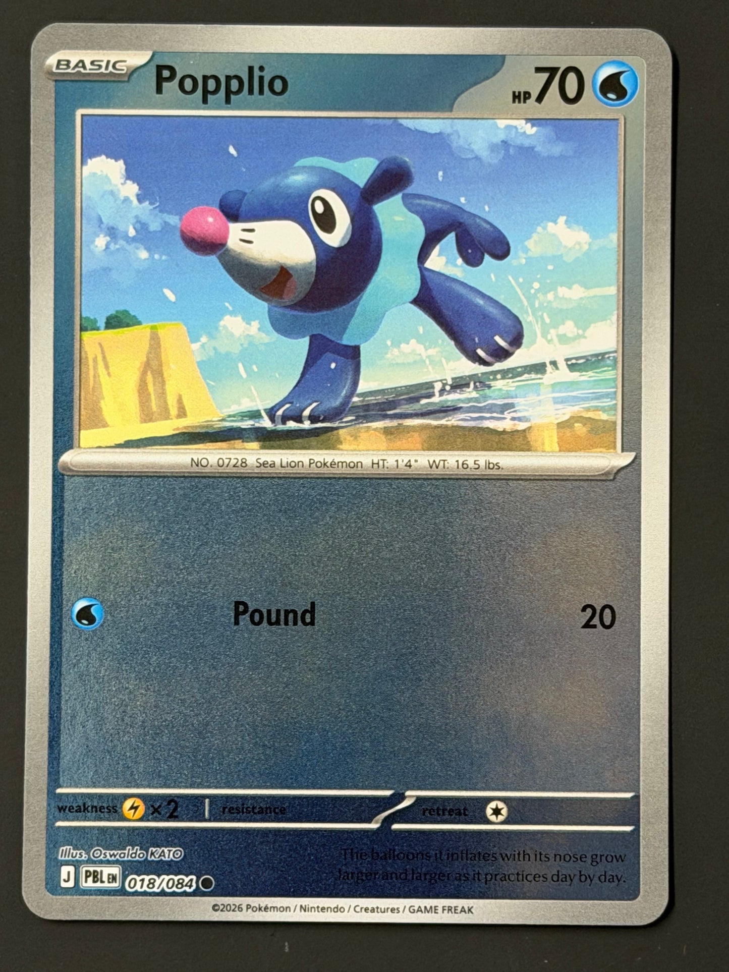 018/084 Popplio - Pokémon Pitch Black Common Reverse