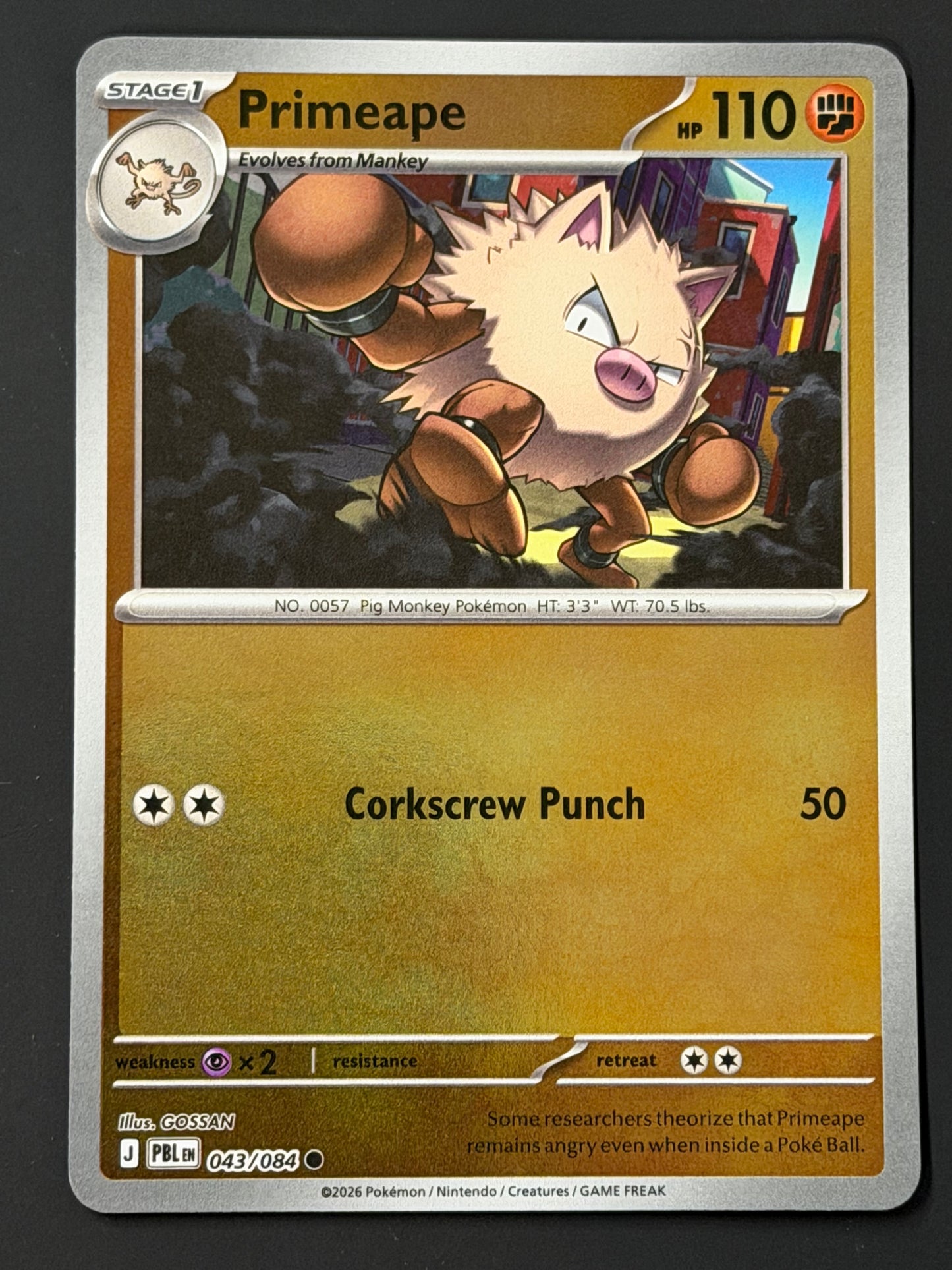 043/084 Primeape - Pokémon Pitch Black Common Reverse