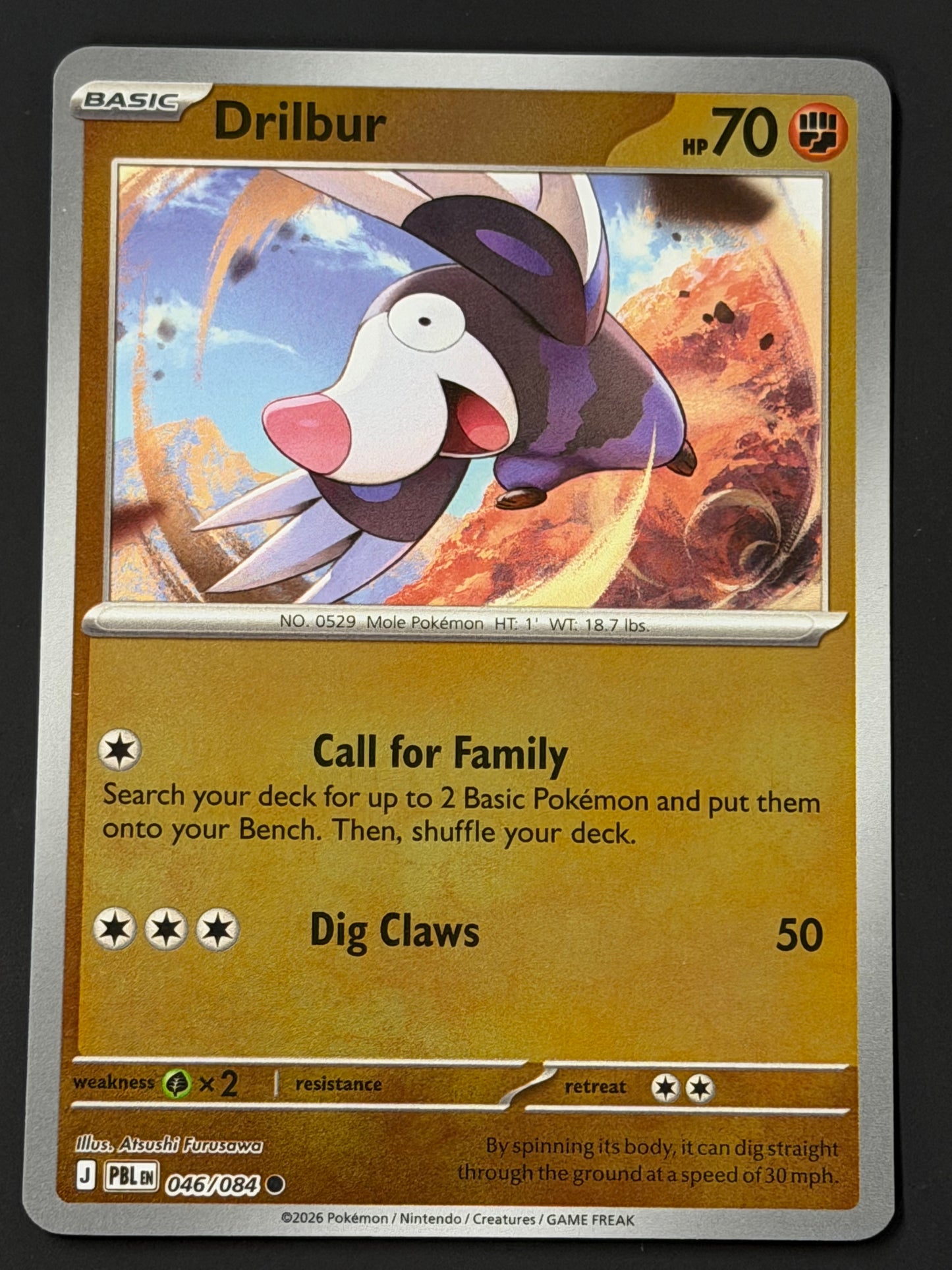 046/084 Drilbur - Pokémon Pitch Black Common Reverse