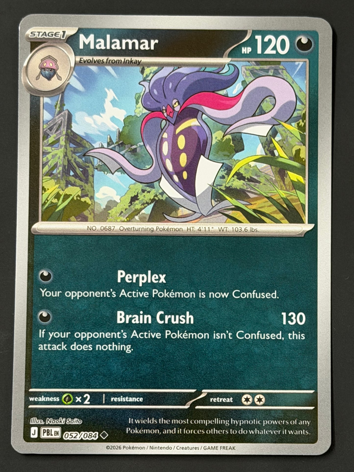 052/084 Malamar - Pokémon Pitch Black Uncommon Reverse