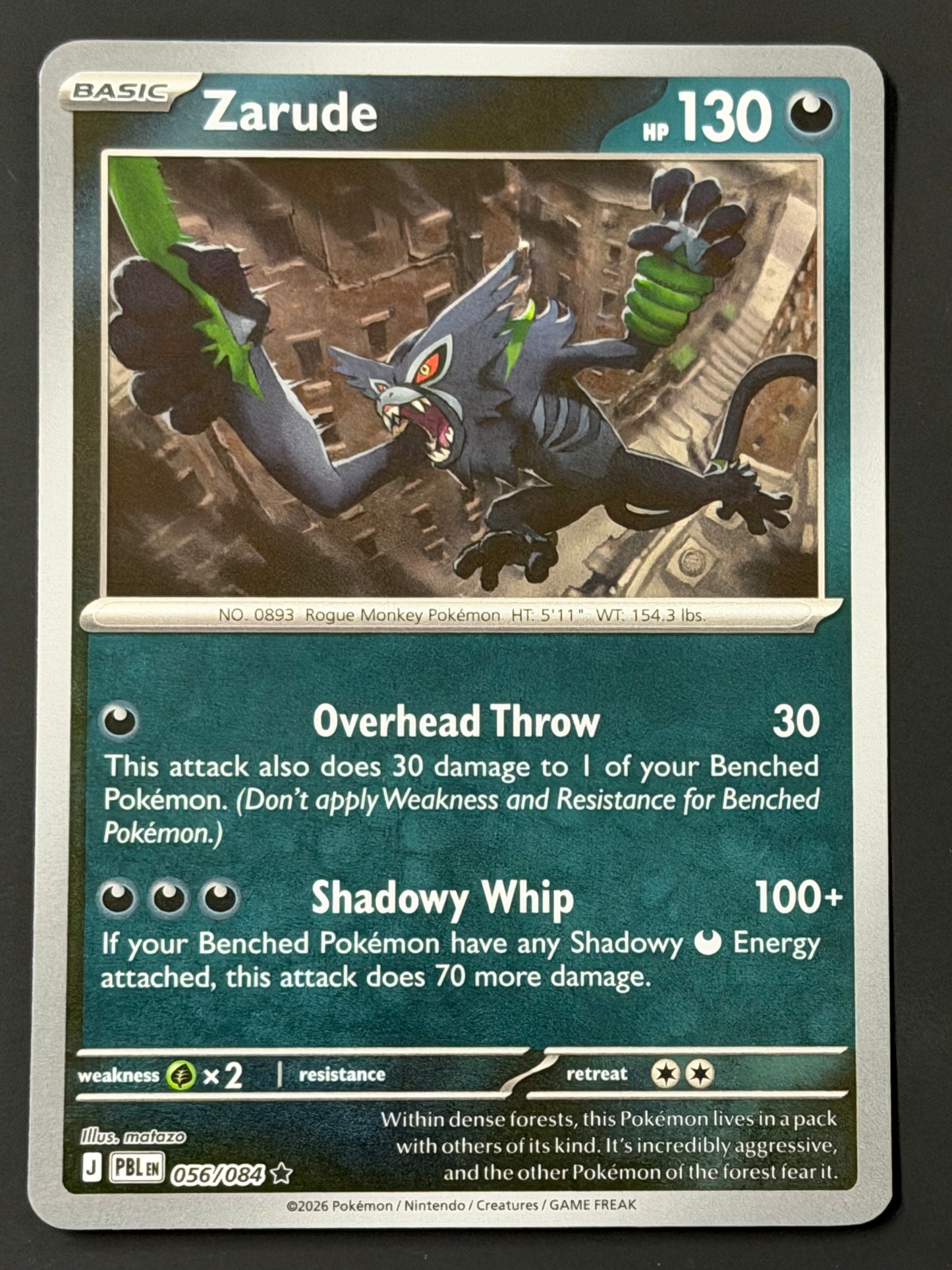 056/084 Zarude - Pokémon Pitch Black Rare Reverse