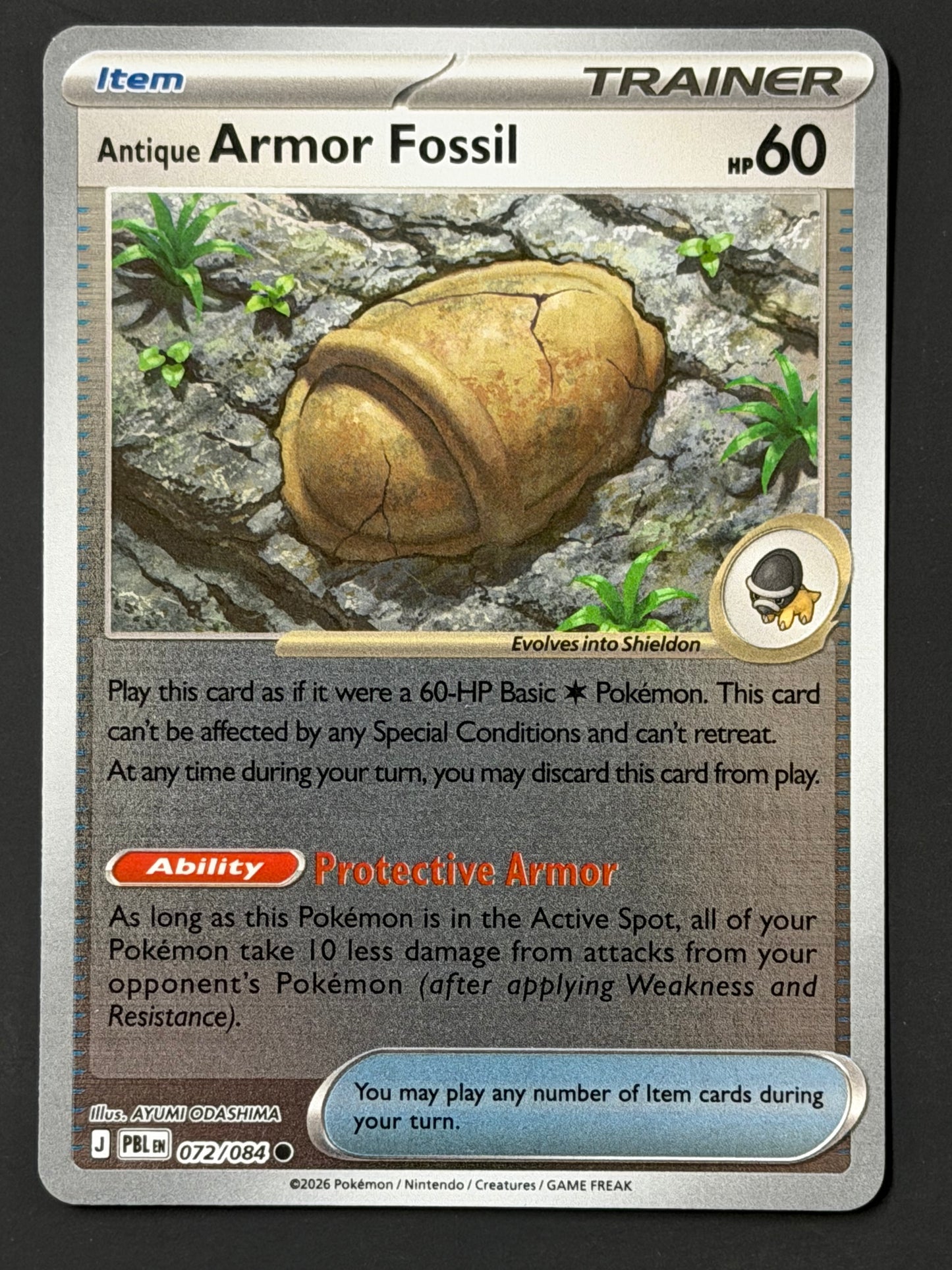 072/084 Antique Armor Fossil - Pokémon Pitch Black Common Reverse