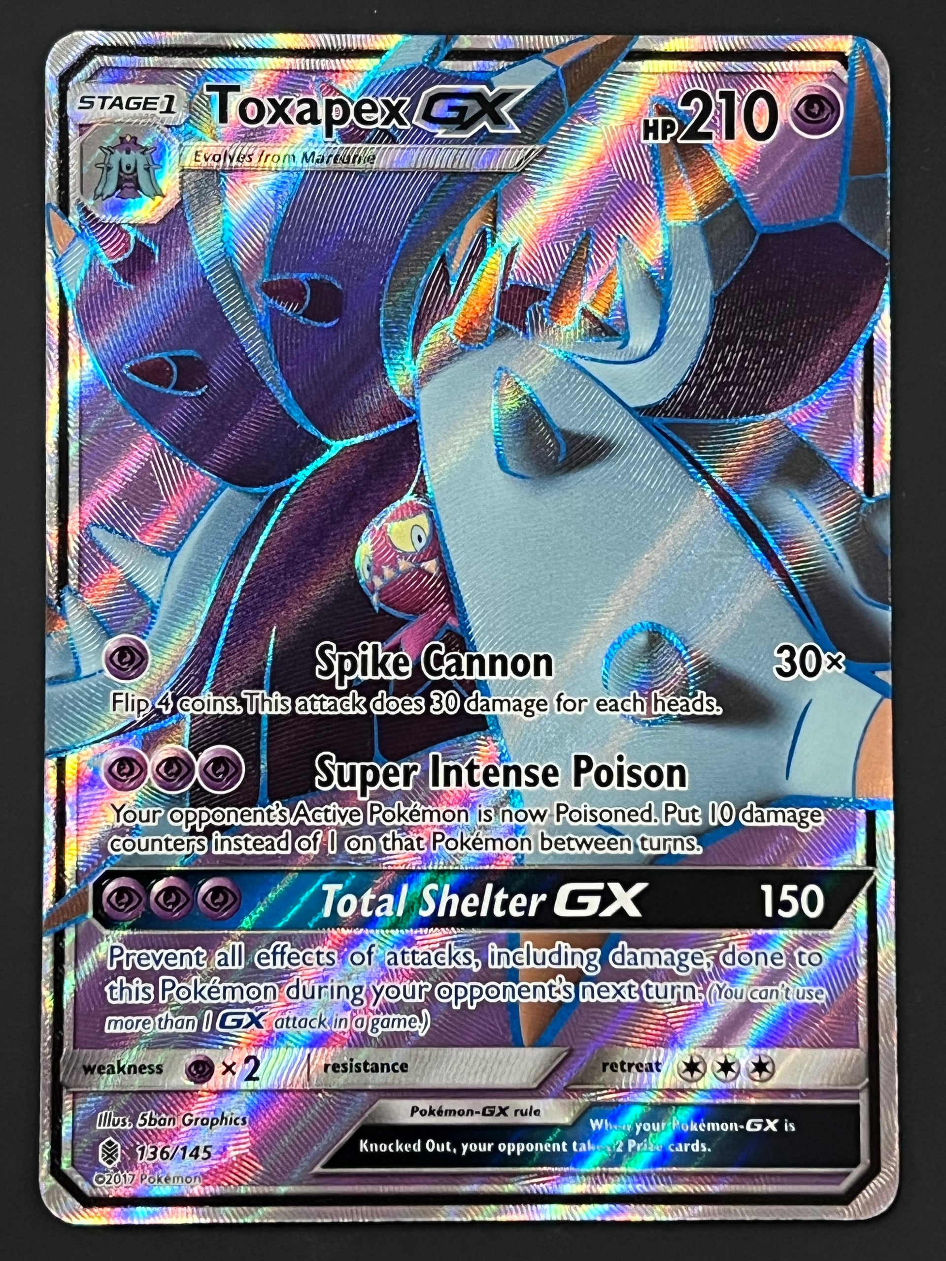 toxapex pokemon card 136/145 Toxapex Gx