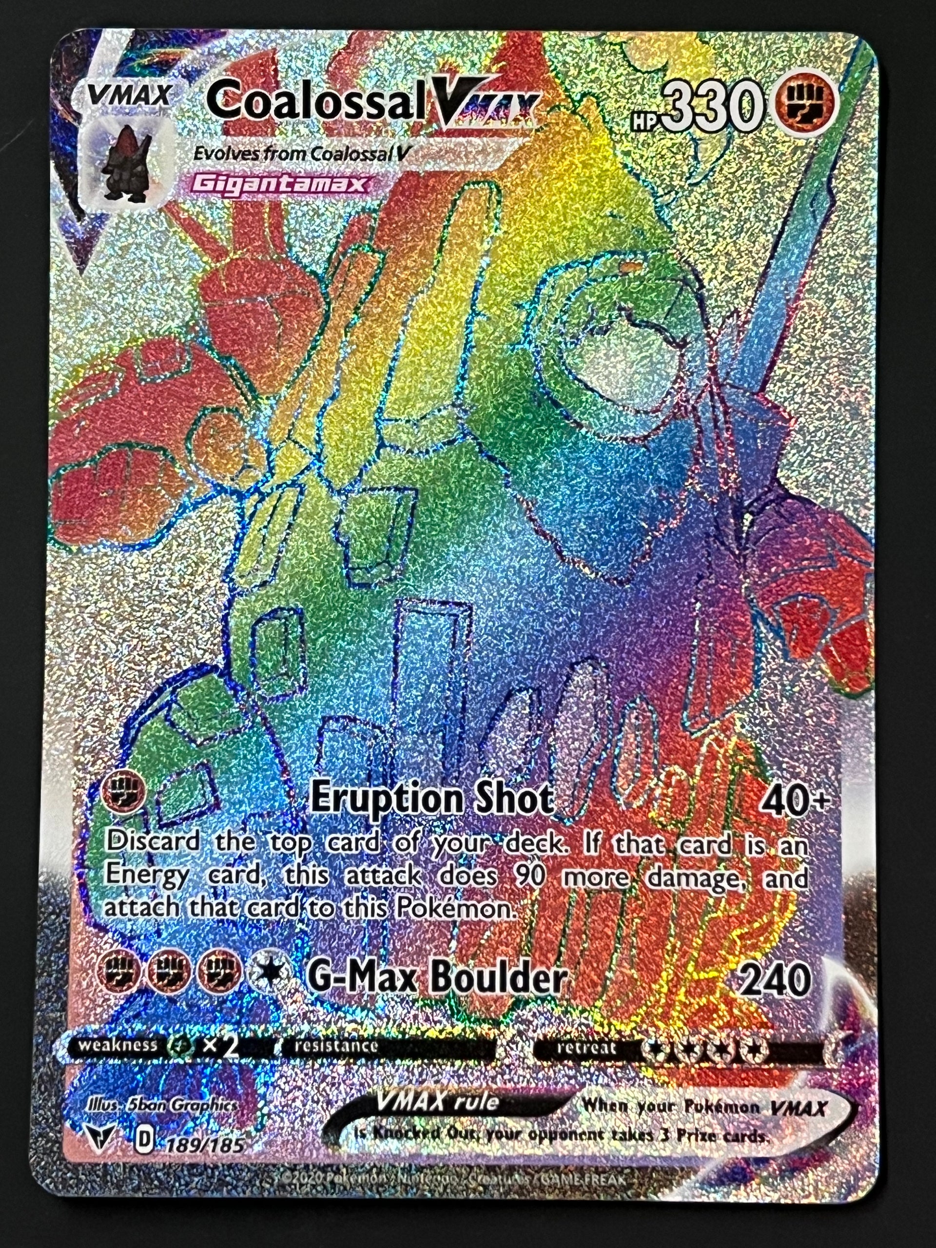 189/185 Coalossal VMax - Pokmon Vivid Voltage Rainbow Secret Rare Jarvvos 189/185 Coalossal VMax - Pokmon Vivid Voltage Rainbow Secret Rare Jarvvos