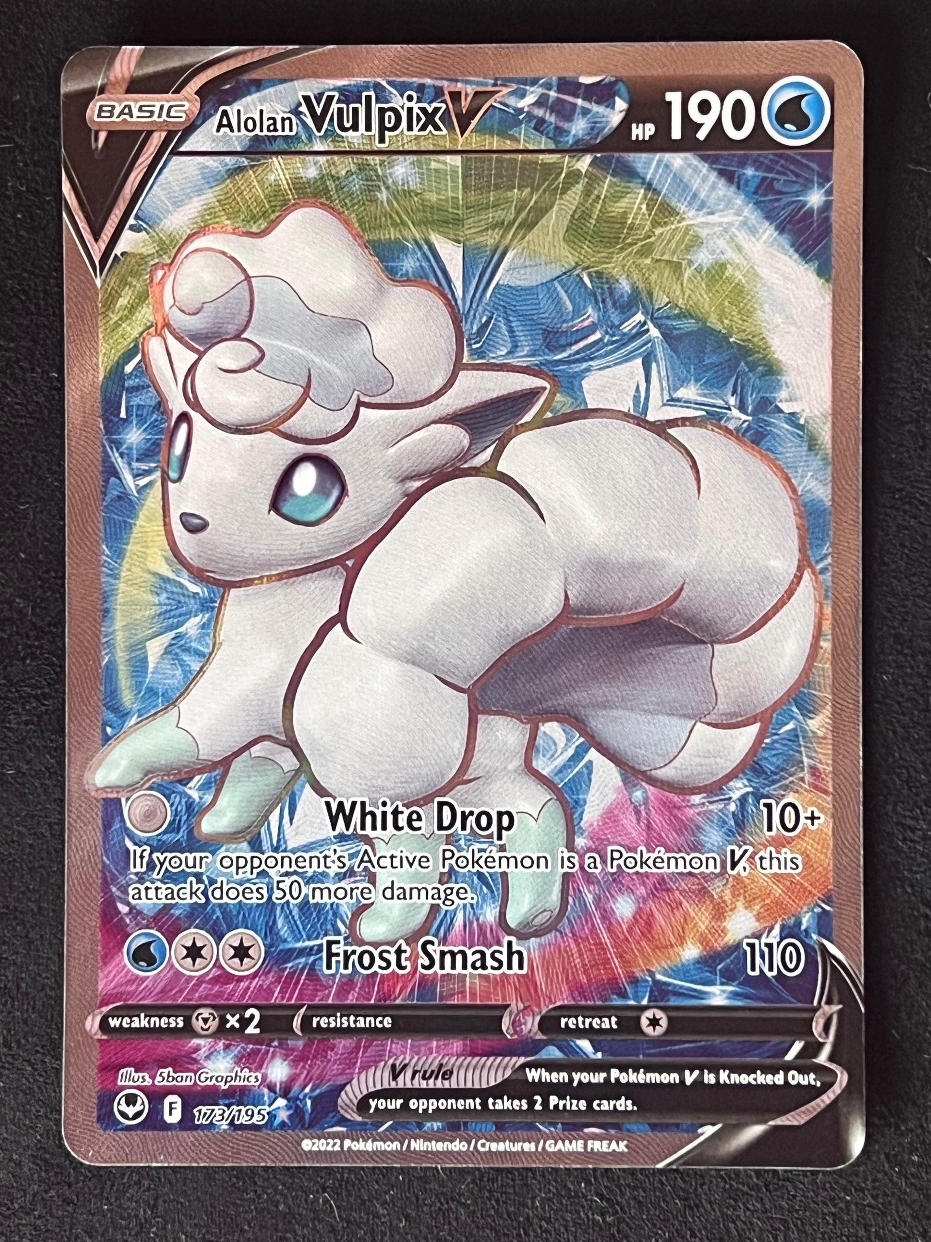 alolan vulpix v pokemon card 173/195 Alolan Vulpix V